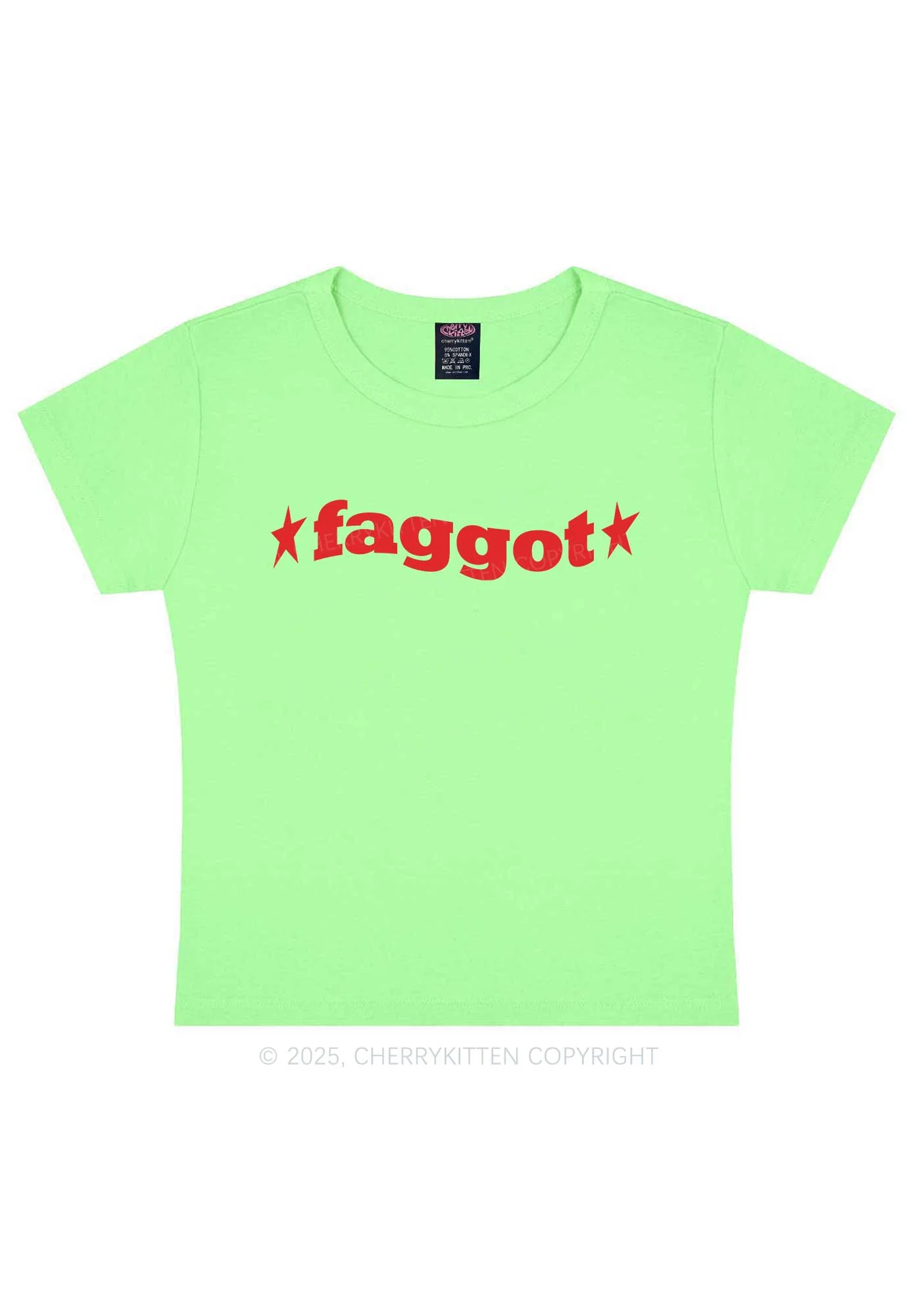Red Faggot Pride Y2K Baby Tee Cherrykitten - Image 13