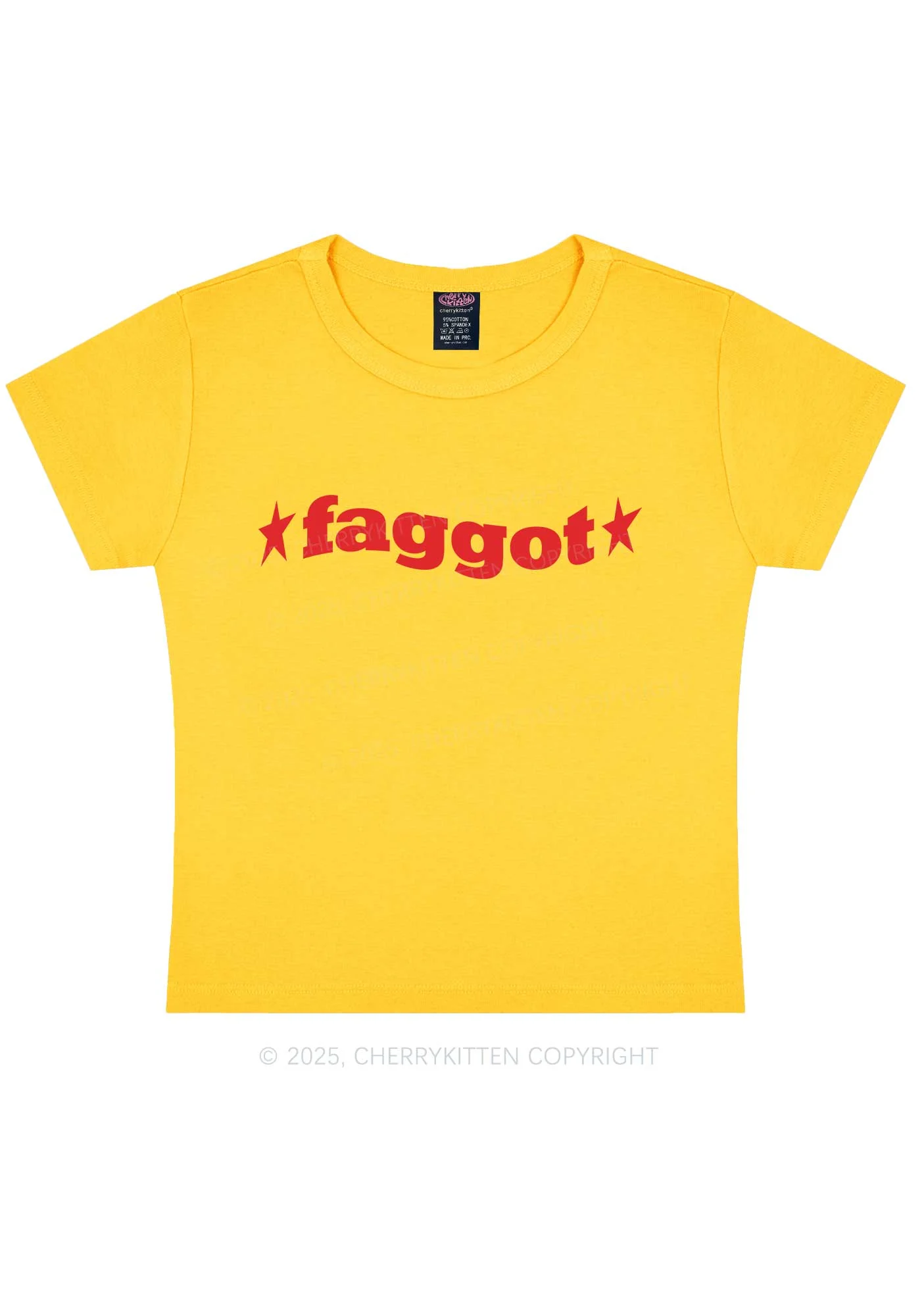 Red Faggot Pride Y2K Baby Tee Cherrykitten - Image 5