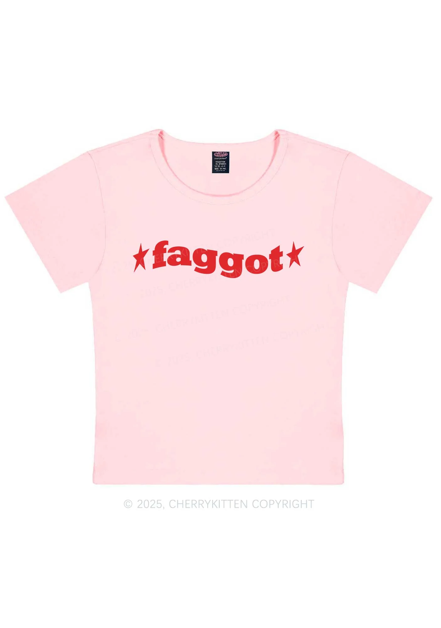 Red Faggot Pride Y2K Baby Tee Cherrykitten - Image 7