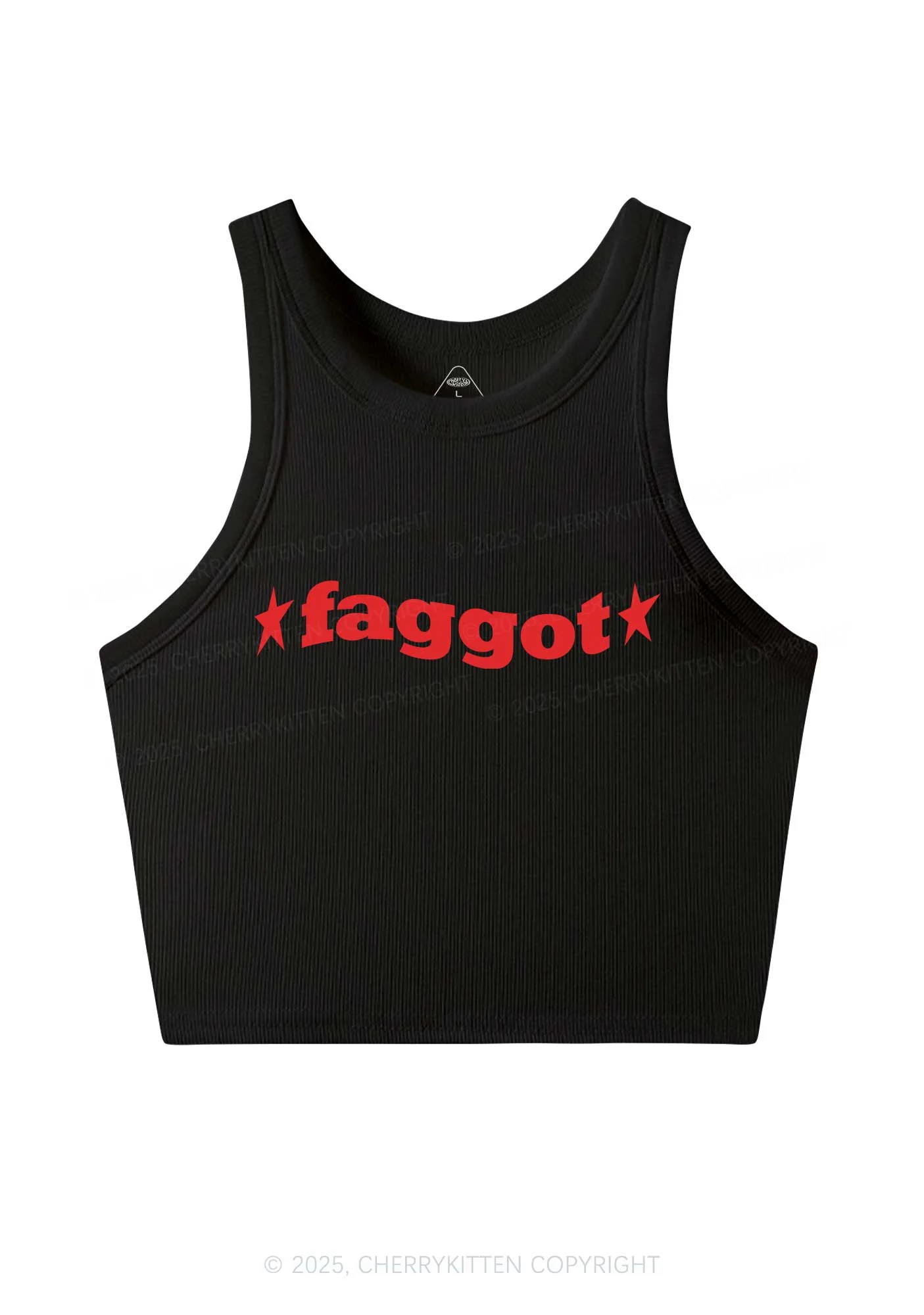 Red Faggot Pride Y2K Crop Tank Top Cherrykitten - Image 3