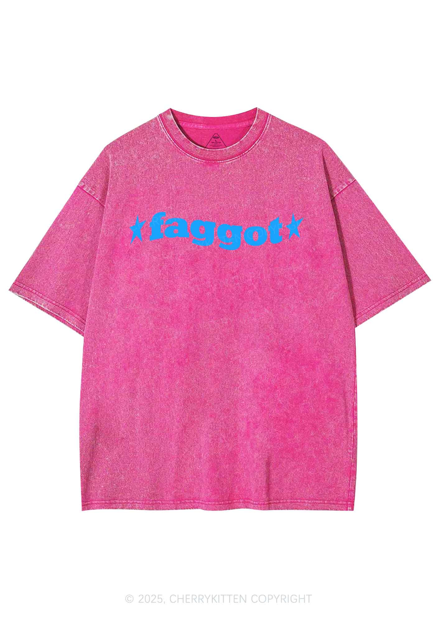 Red Faggot Pride Y2K Shirts Washed Tee Cherrykitten - Image 4