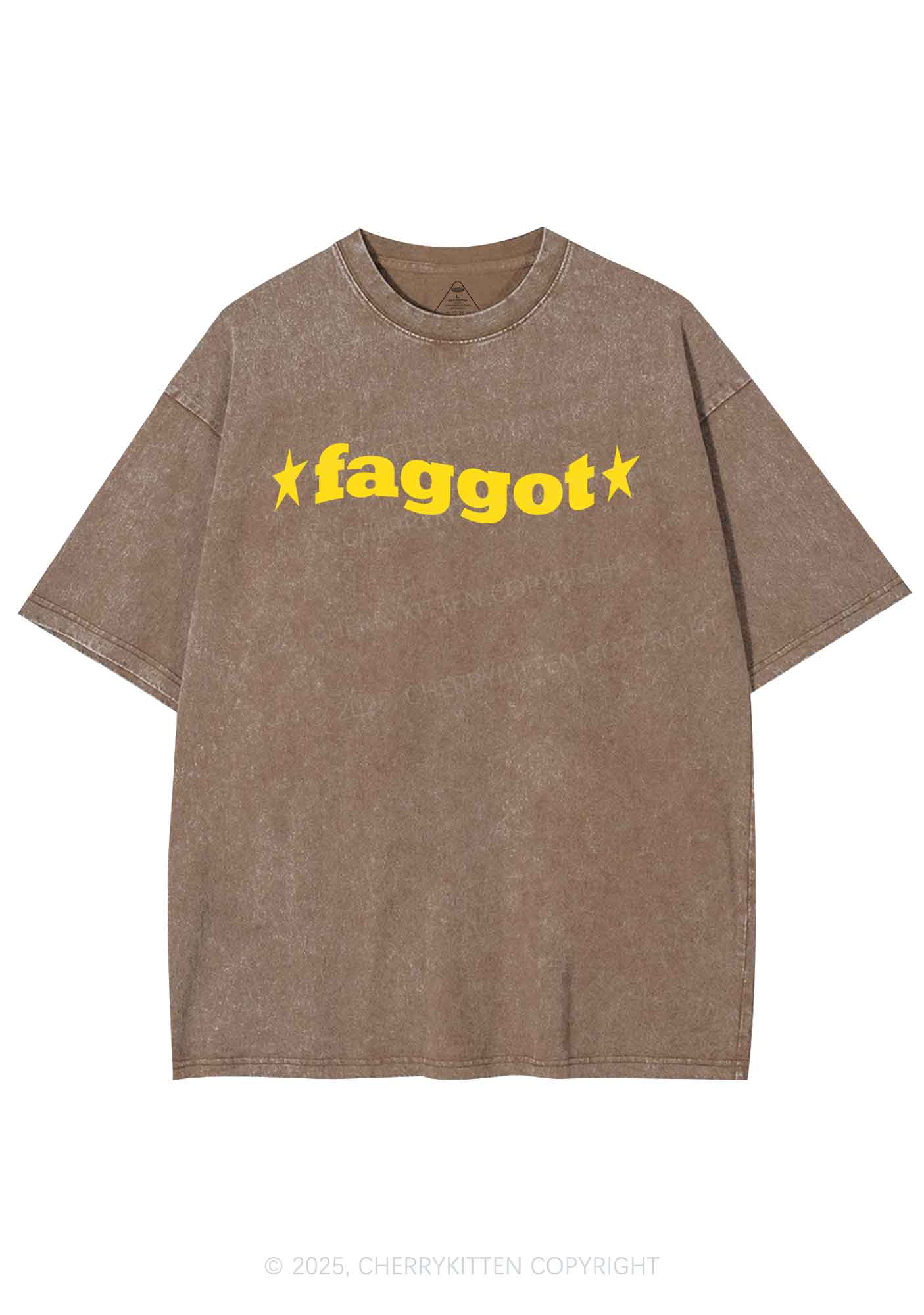 Red Faggot Pride Y2K Shirts Washed Tee Cherrykitten - Image 6