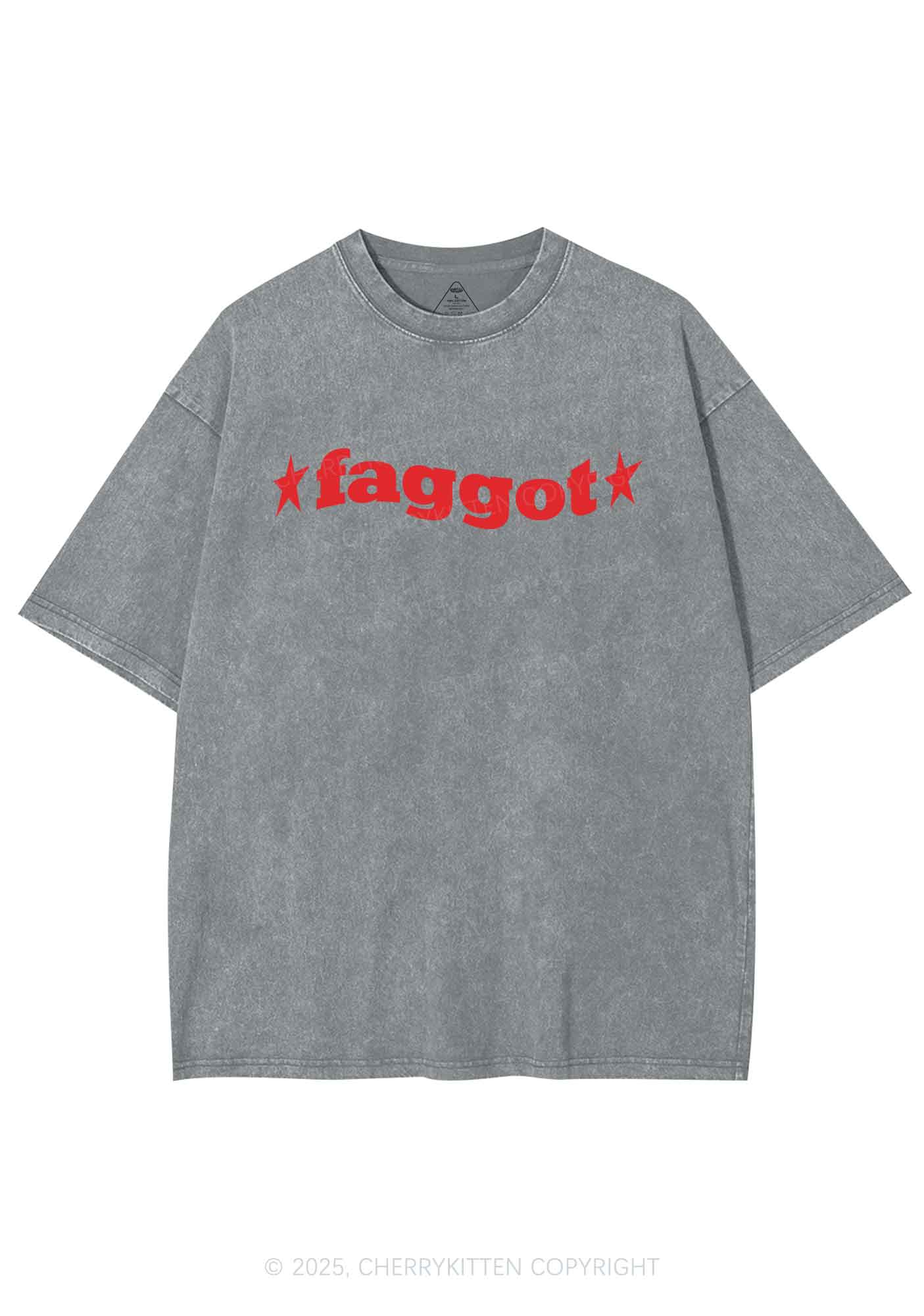 Red Faggot Pride Y2K Shirts Washed Tee Cherrykitten - Image 8