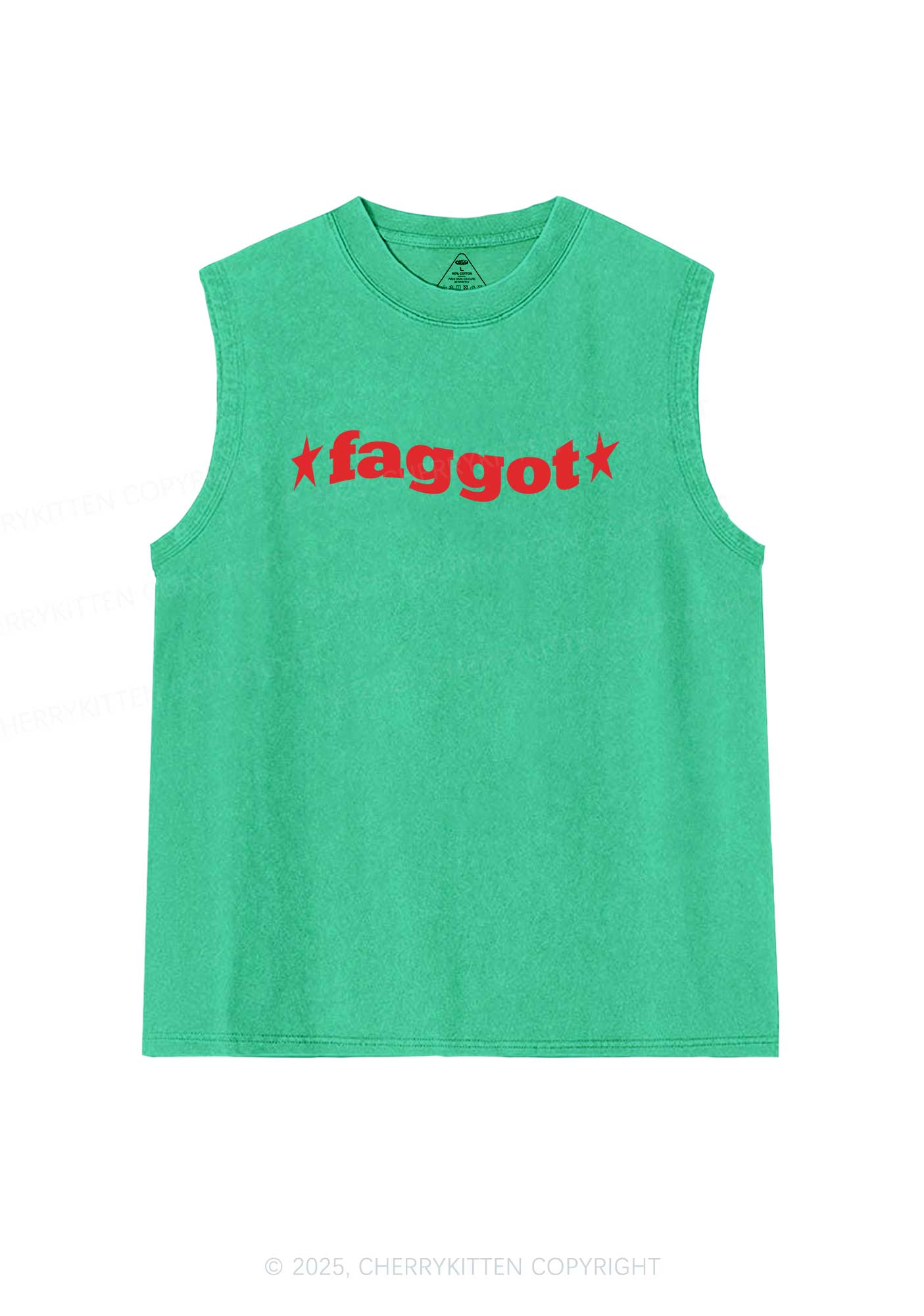Red Faggot Pride Y2K Washed Muscle Tank Cherrykitten - Image 7