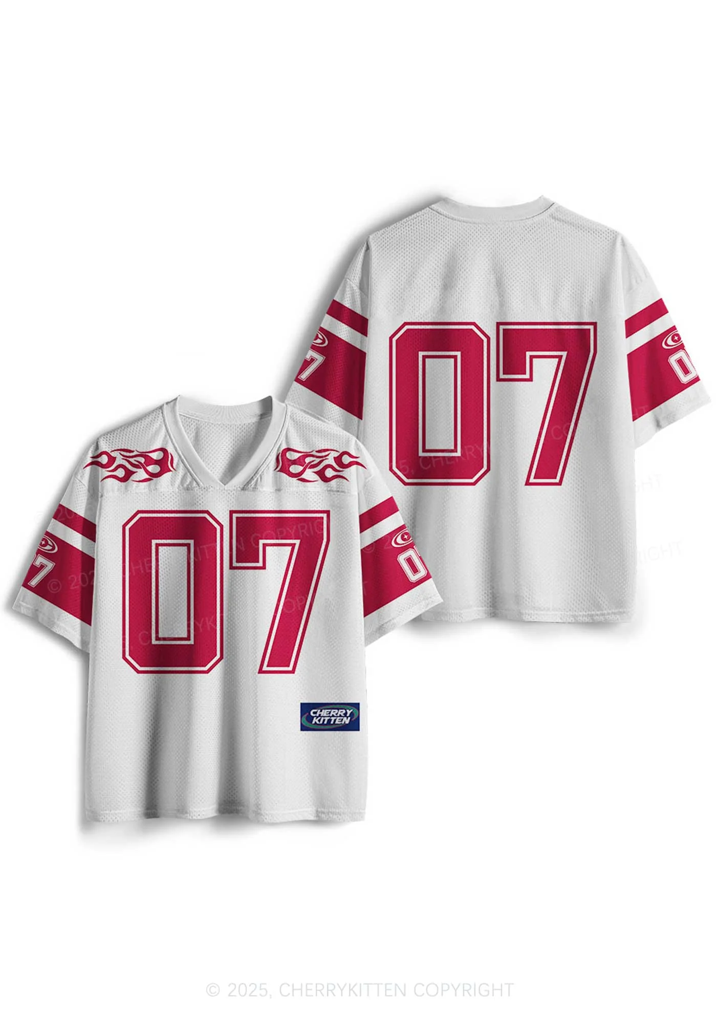 Custom Red Flame Y2K Mesh Jersey Shirts Cherrykitten - Image 3