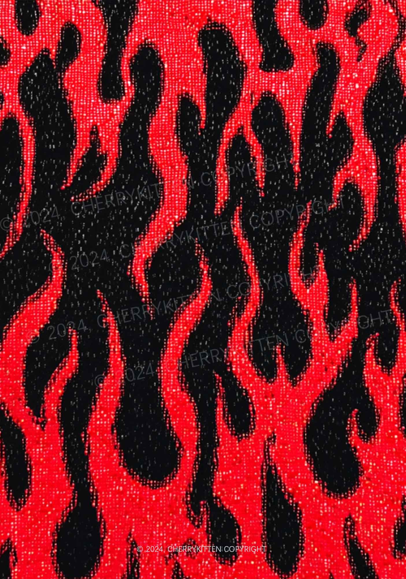 Red Flame Y2K Print Bikini Set Cherrykitten - Image 2
