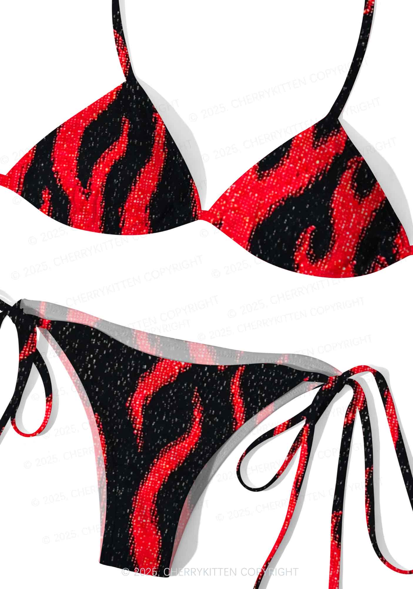 Red Flame Y2K Print Bikini Set Cherrykitten - Image 3