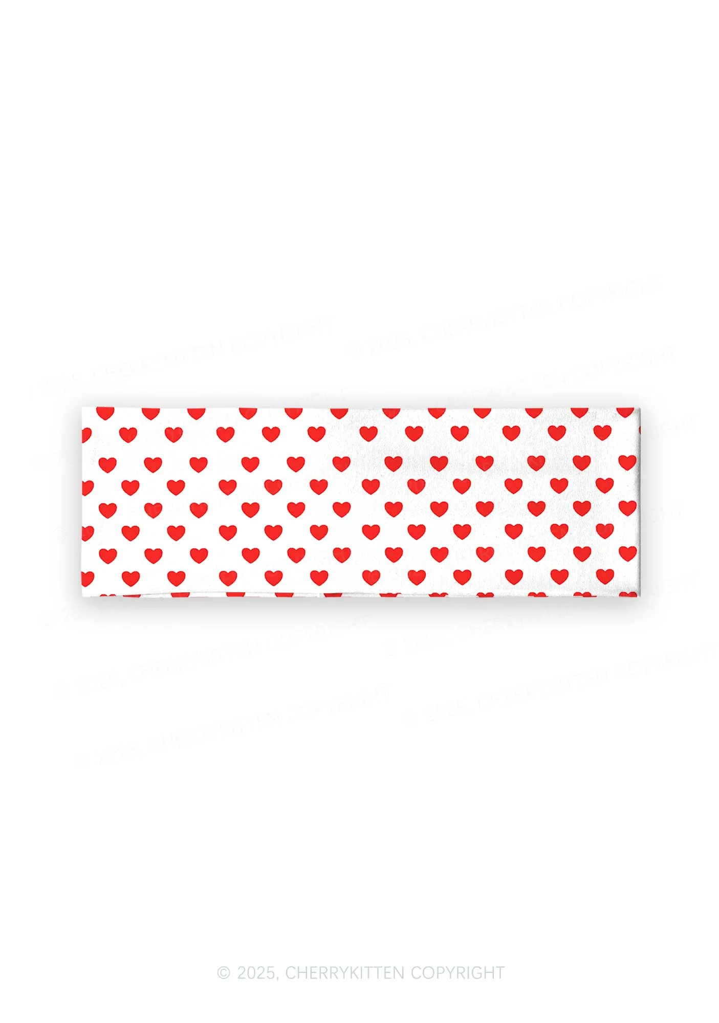 Red Heart On White Valentine's Day Y2K Print Headband Cherrykitten - Image 2
