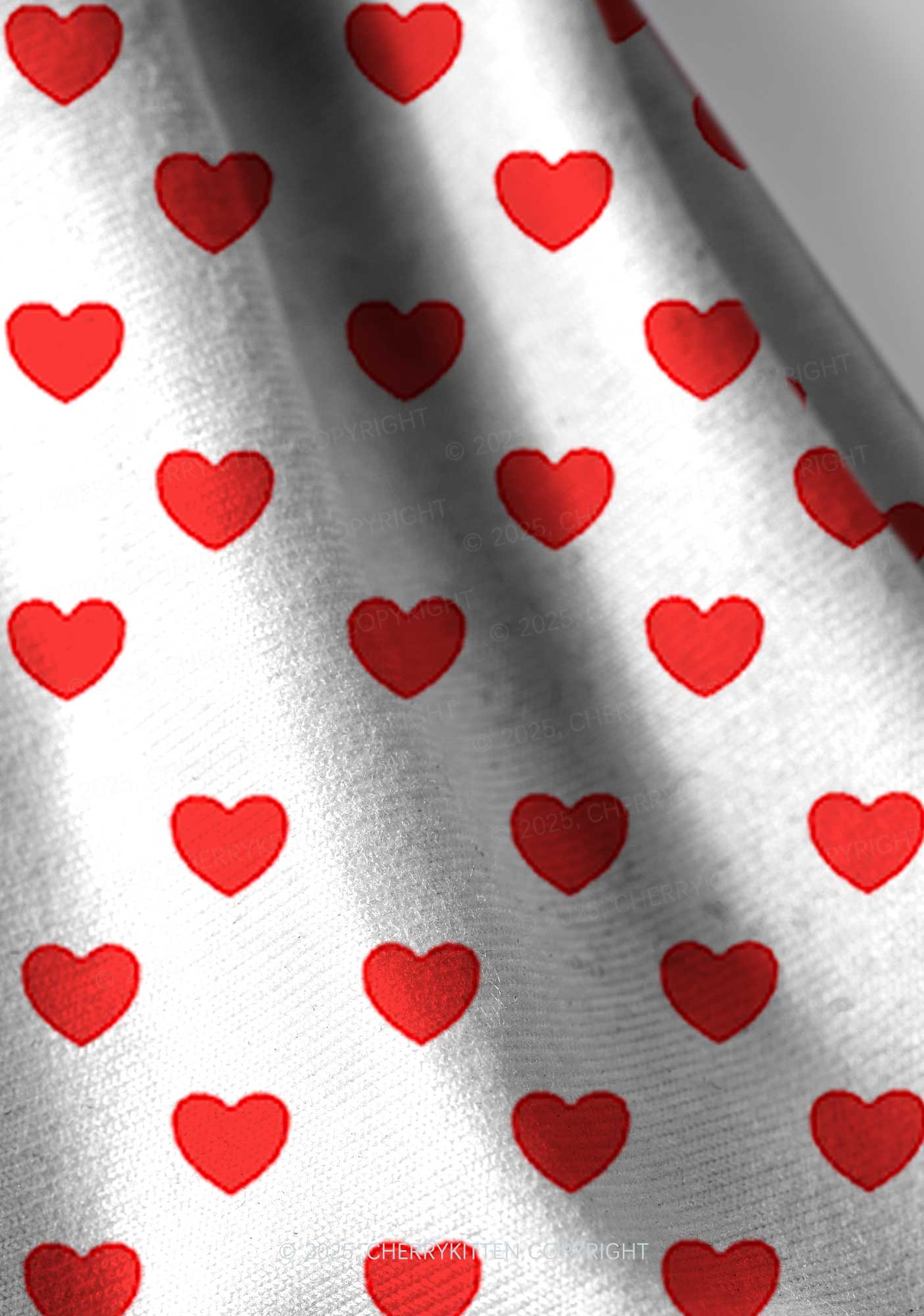Red Heart On White Valentine's Day Y2K Print Headband Cherrykitten - Image 3