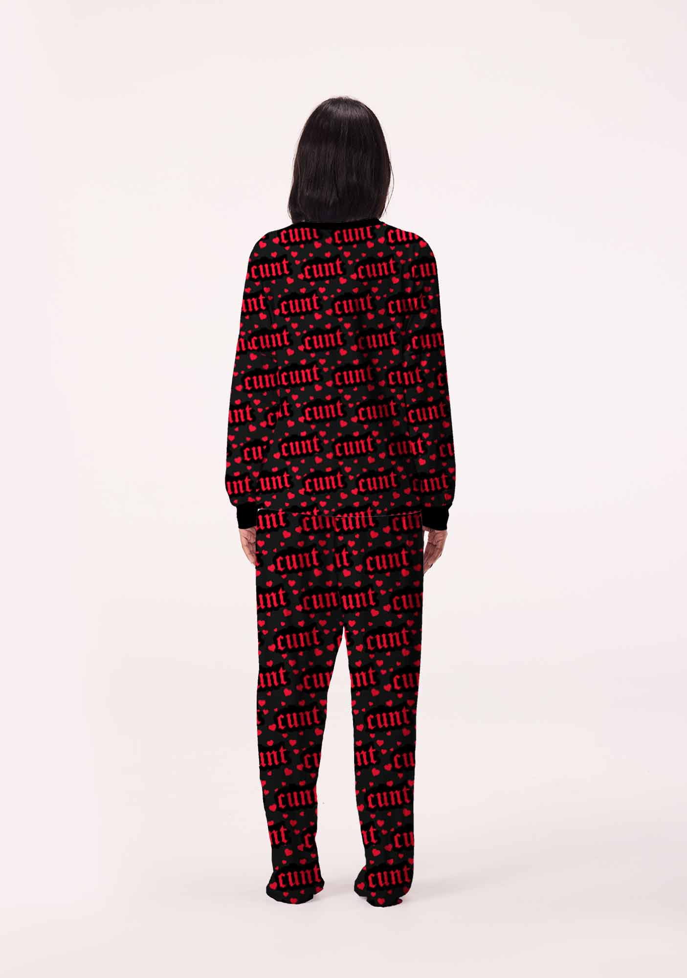 Red Hearts Cxxt Valentine's Day Y2K Print Long Sleeve Pajama Set Cherrykitten - Image 4