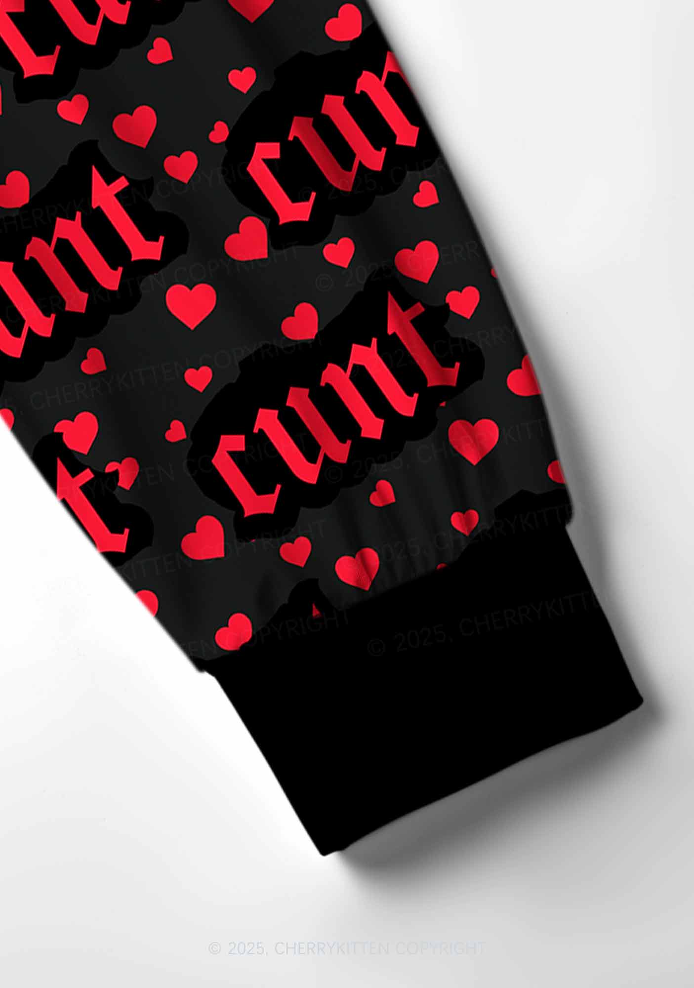 Red Hearts Cxxt Valentine's Day Y2K Print Long Sleeve Pajama Set Cherrykitten - Image 7