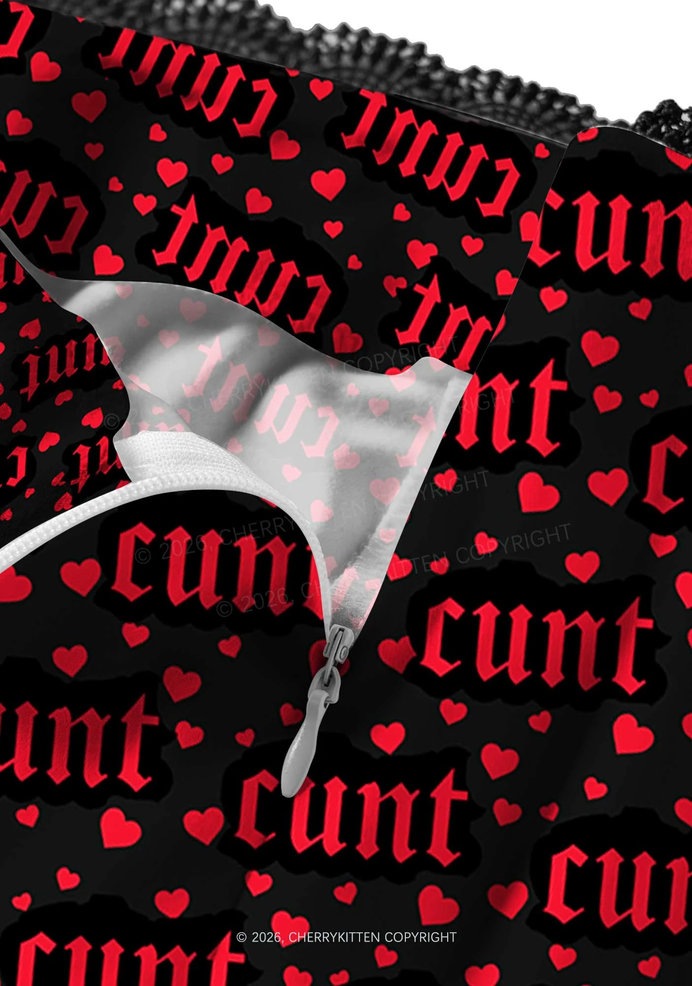 Red Hearts Cxxt Valentine's Day Y2K Print Midi Skirt Cherrykitten - Image 4