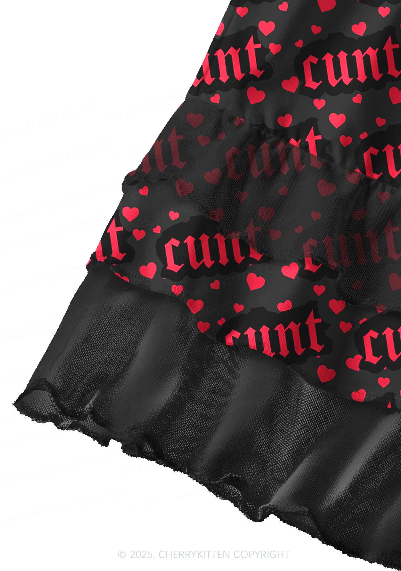 Red Hearts Cxxt Valentine's Day Y2K Print Mini Layered Skirt Cherrykitten - Image 3