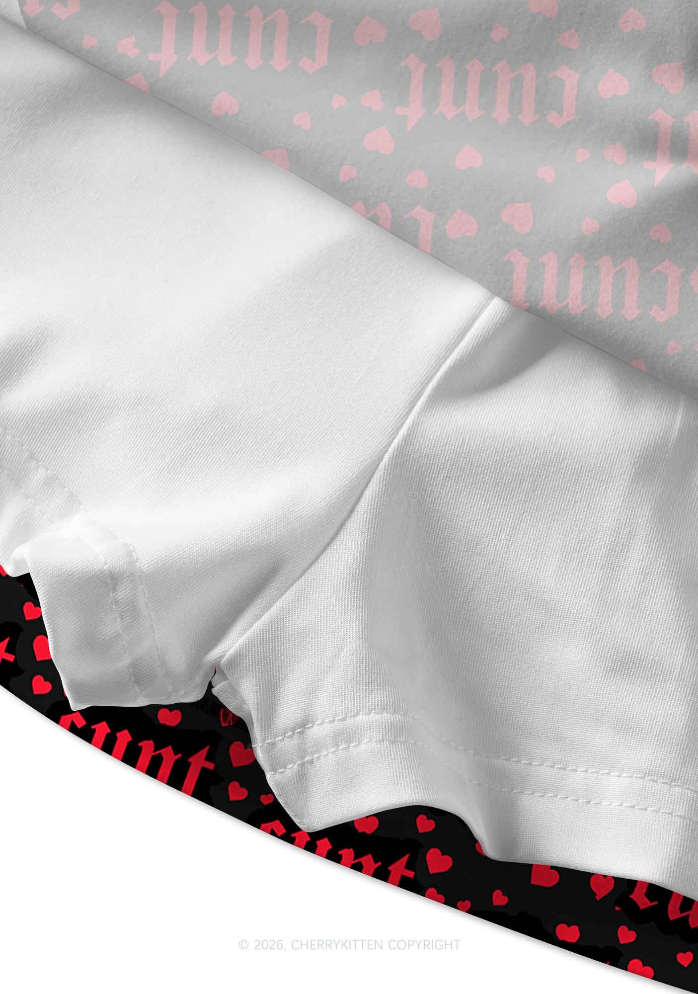 Red Hearts Cxxt Valentine's Day Y2K Print Mini Skirt Cherrykitten - Image 5