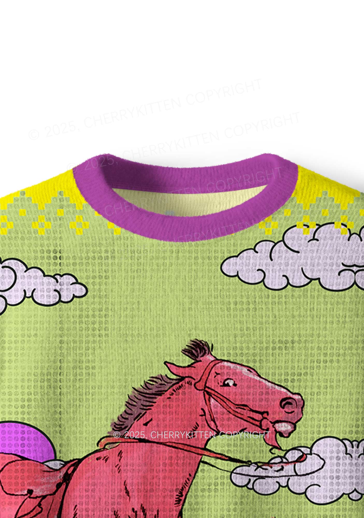 Red Horse Y2K Christmas Knit Sweatshirt Cherrykitten - Image 5