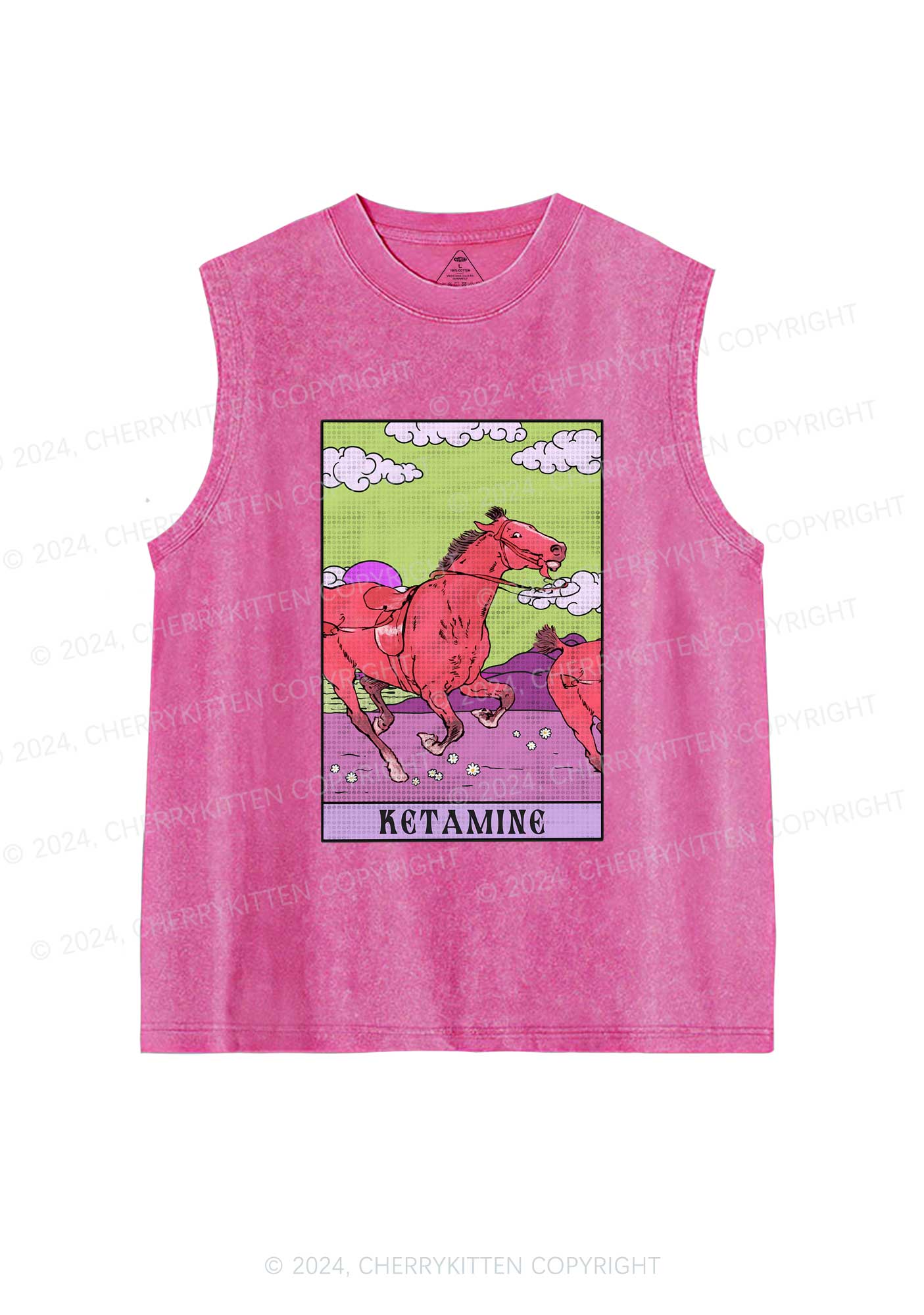 Red Horse Y2K Washed Tank Cherrykitten - Image 3