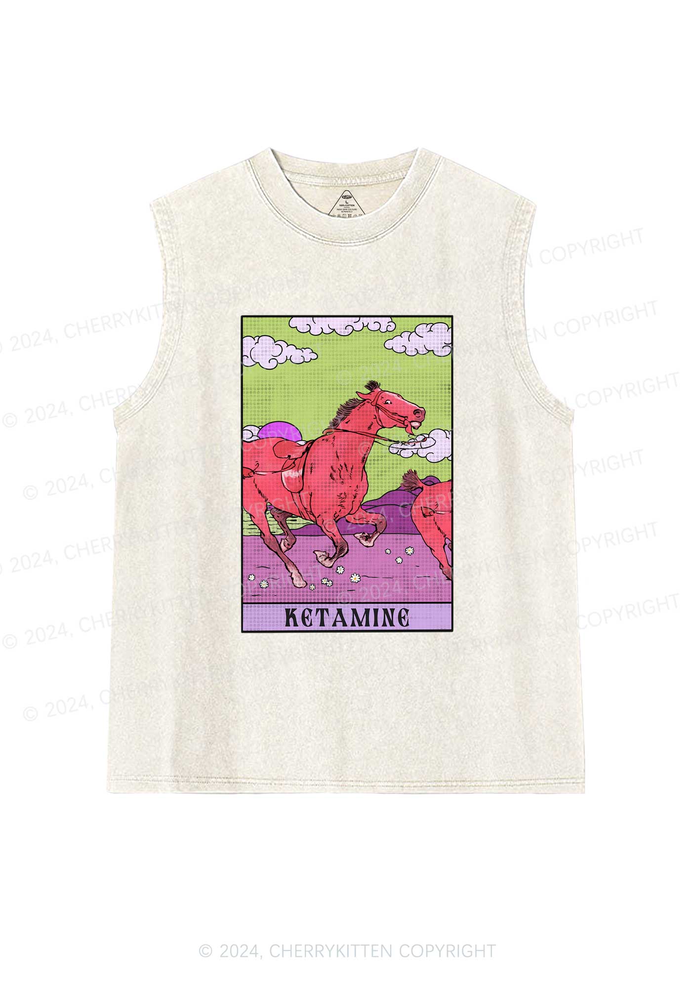 Red Horse Y2K Washed Tank Cherrykitten - Image 4