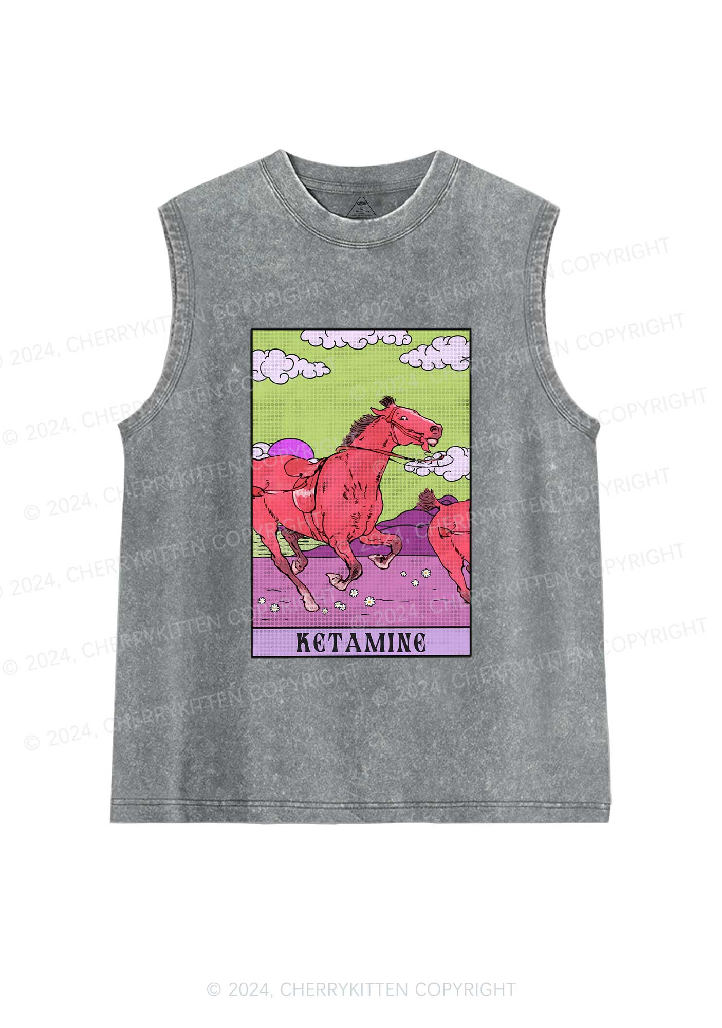 Red Horse Y2K Washed Tank Cherrykitten - Image 5