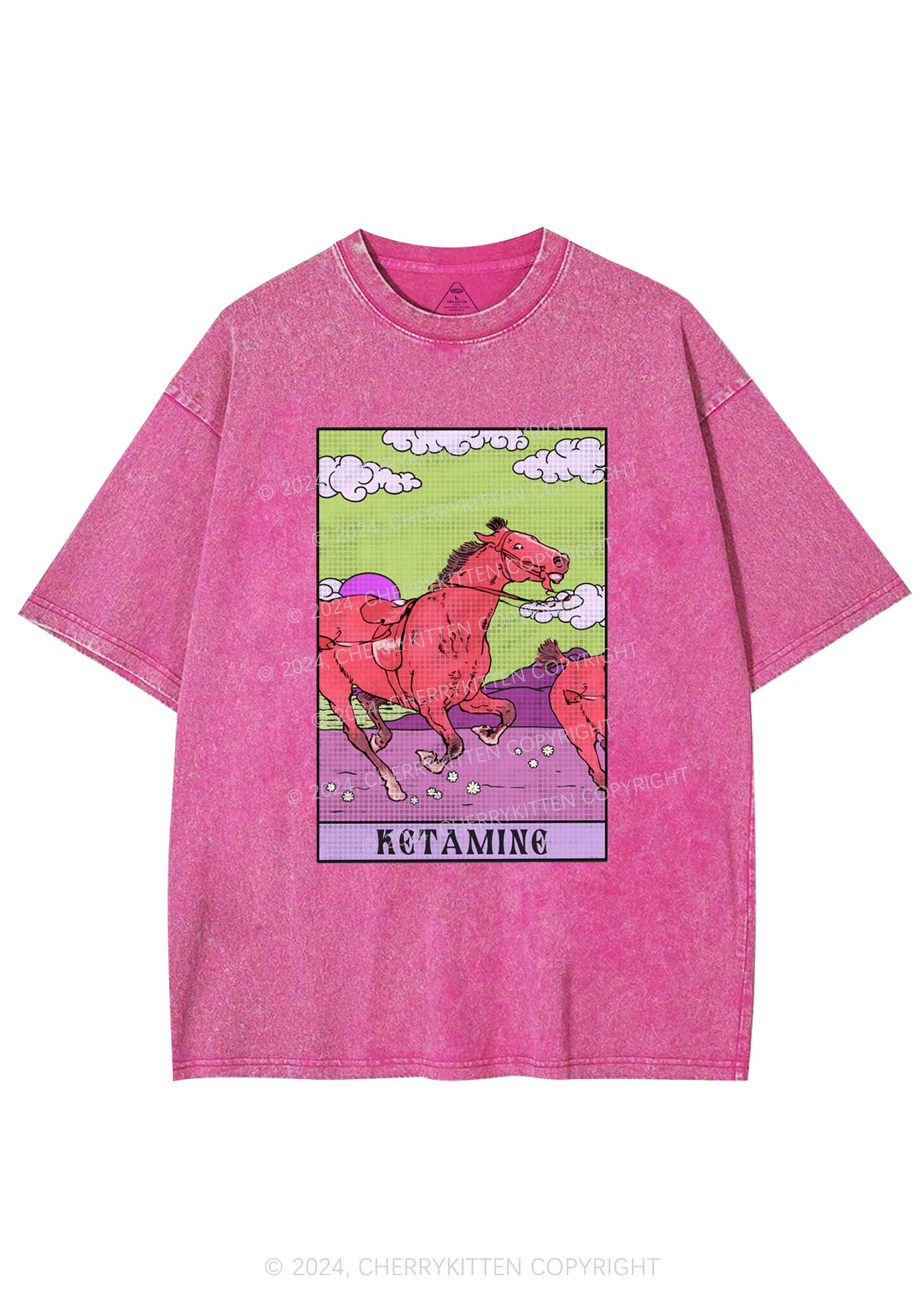 Red Horse Y2K Washed Tee Cherrykitten - Image 3