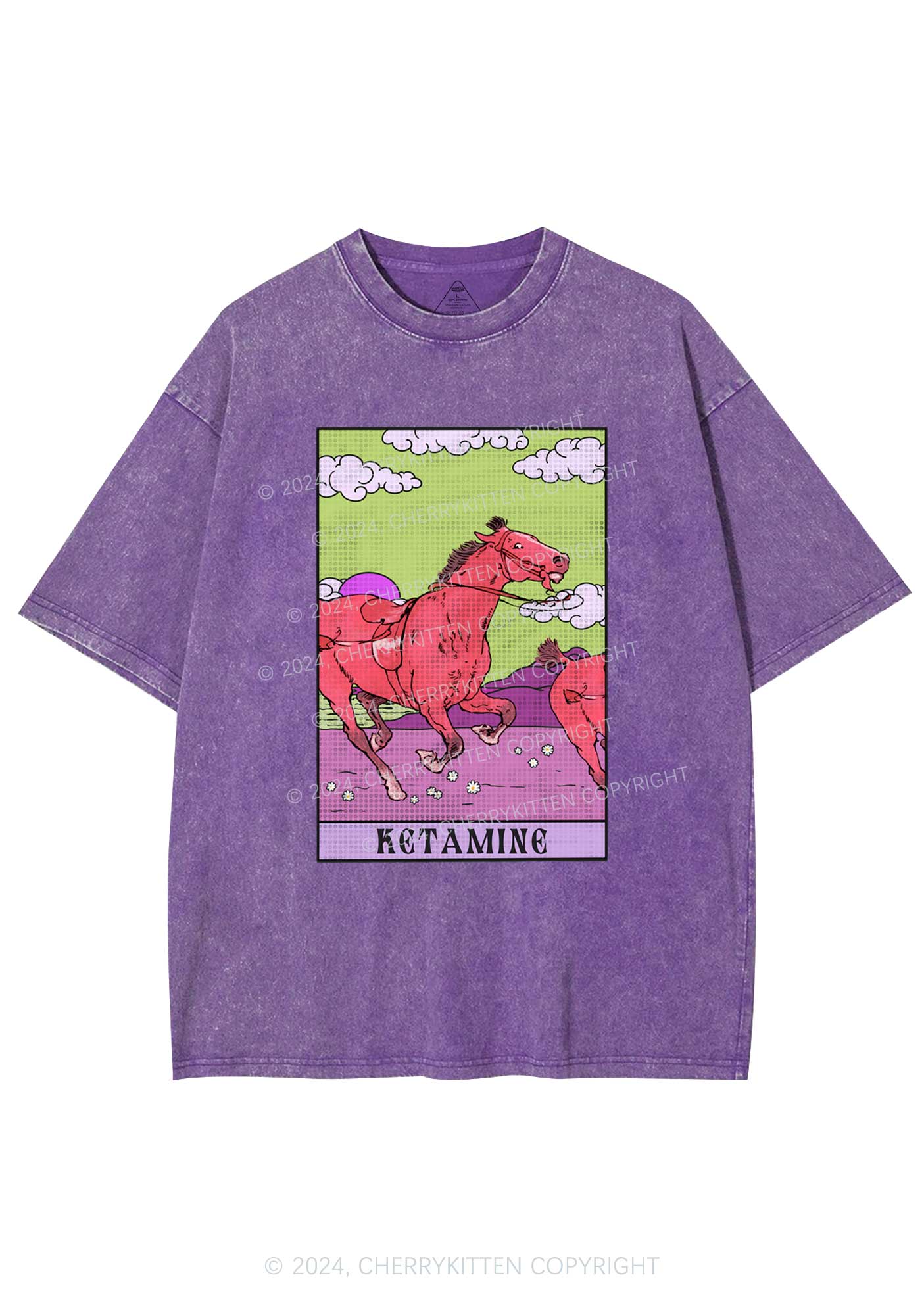 Red Horse Y2K Washed Tee Cherrykitten - Image 4