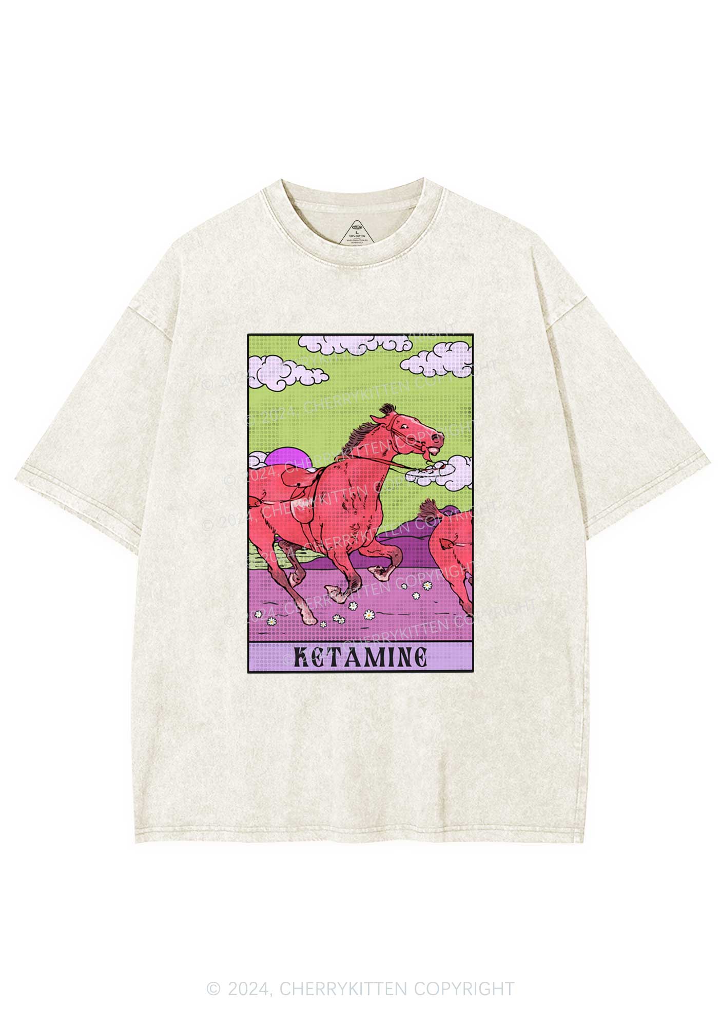 Red Horse Y2K Washed Tee Cherrykitten - Image 5