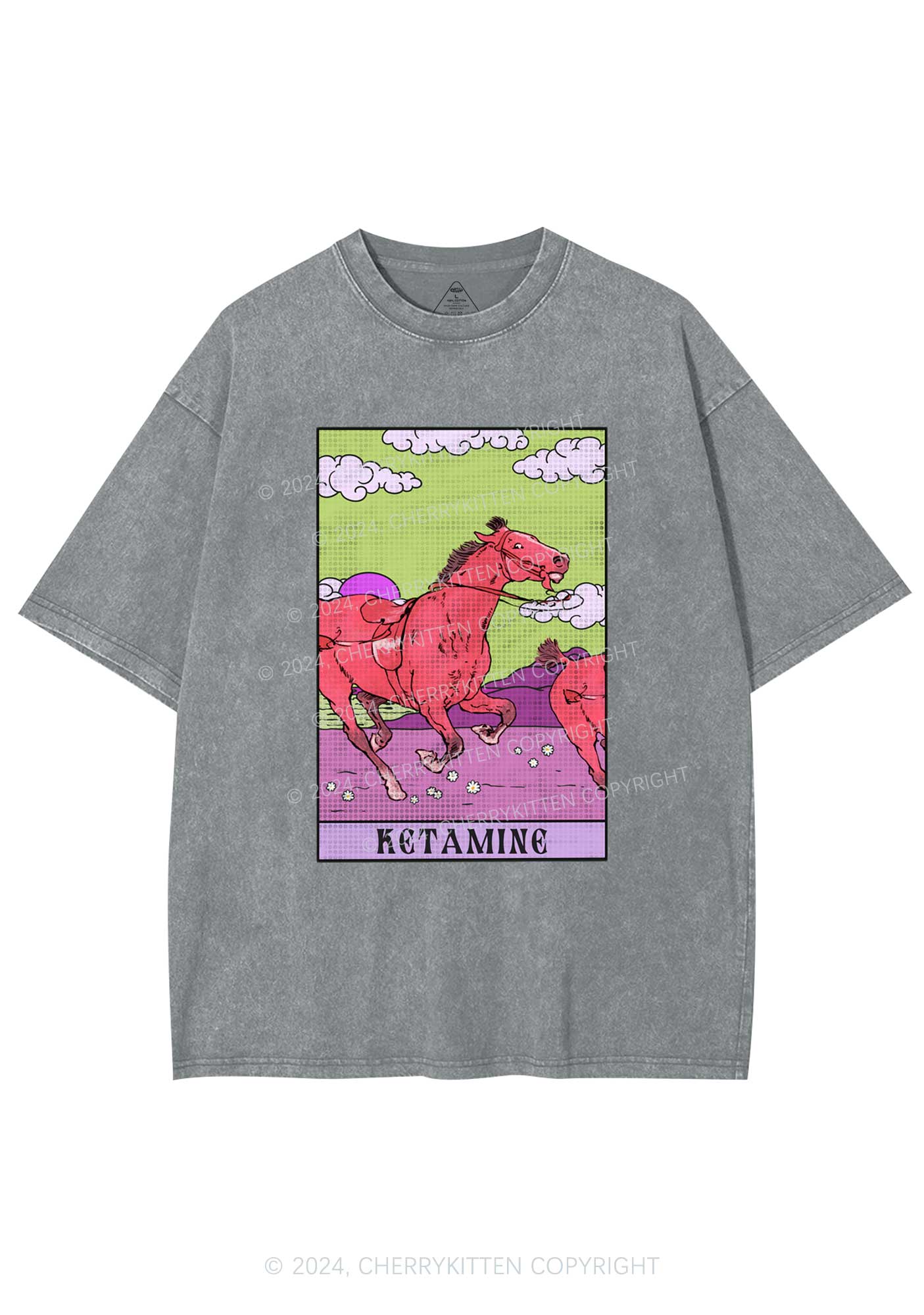 Red Horse Y2K Washed Tee Cherrykitten - Image 6