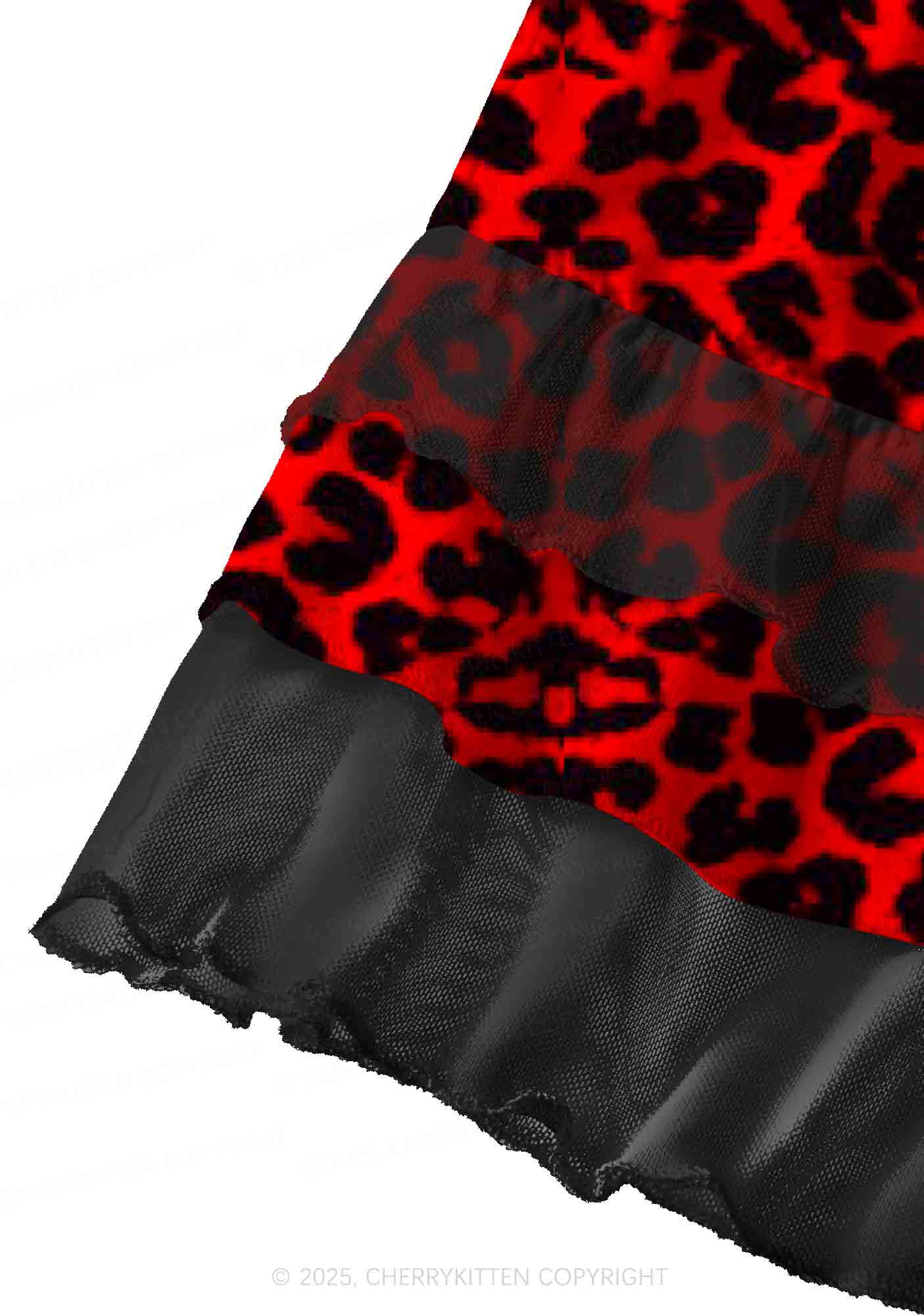 Red Leopard Y2K Print Mini Layered Skirt Cherrykitten - Image 3