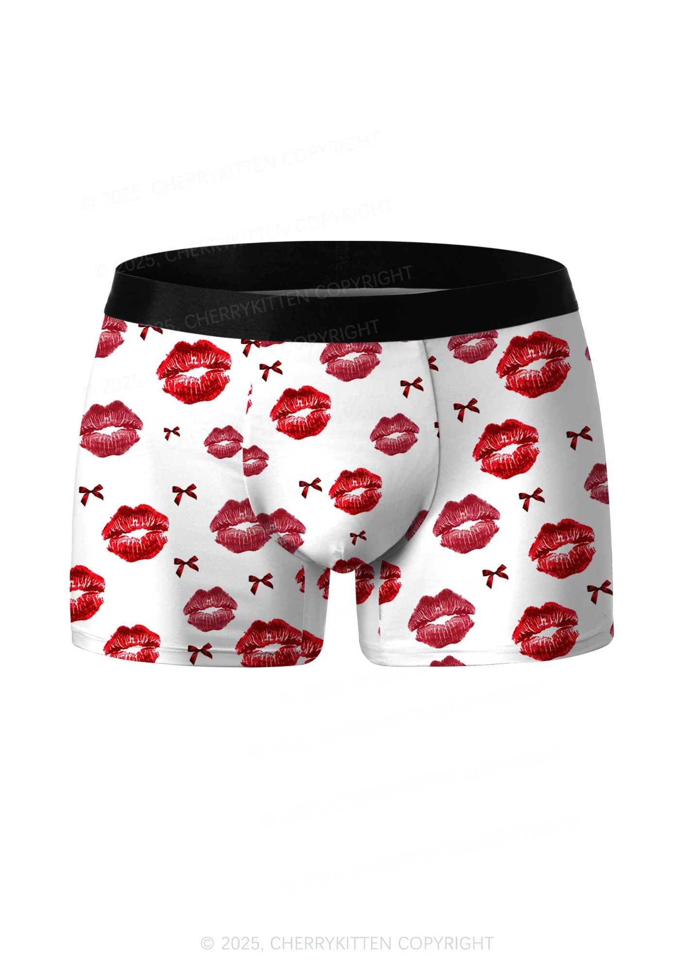 Red Lips Bows Valentine's Day Y2K Print Couples Boxer Briefs Set Cherrykitten - Image 3