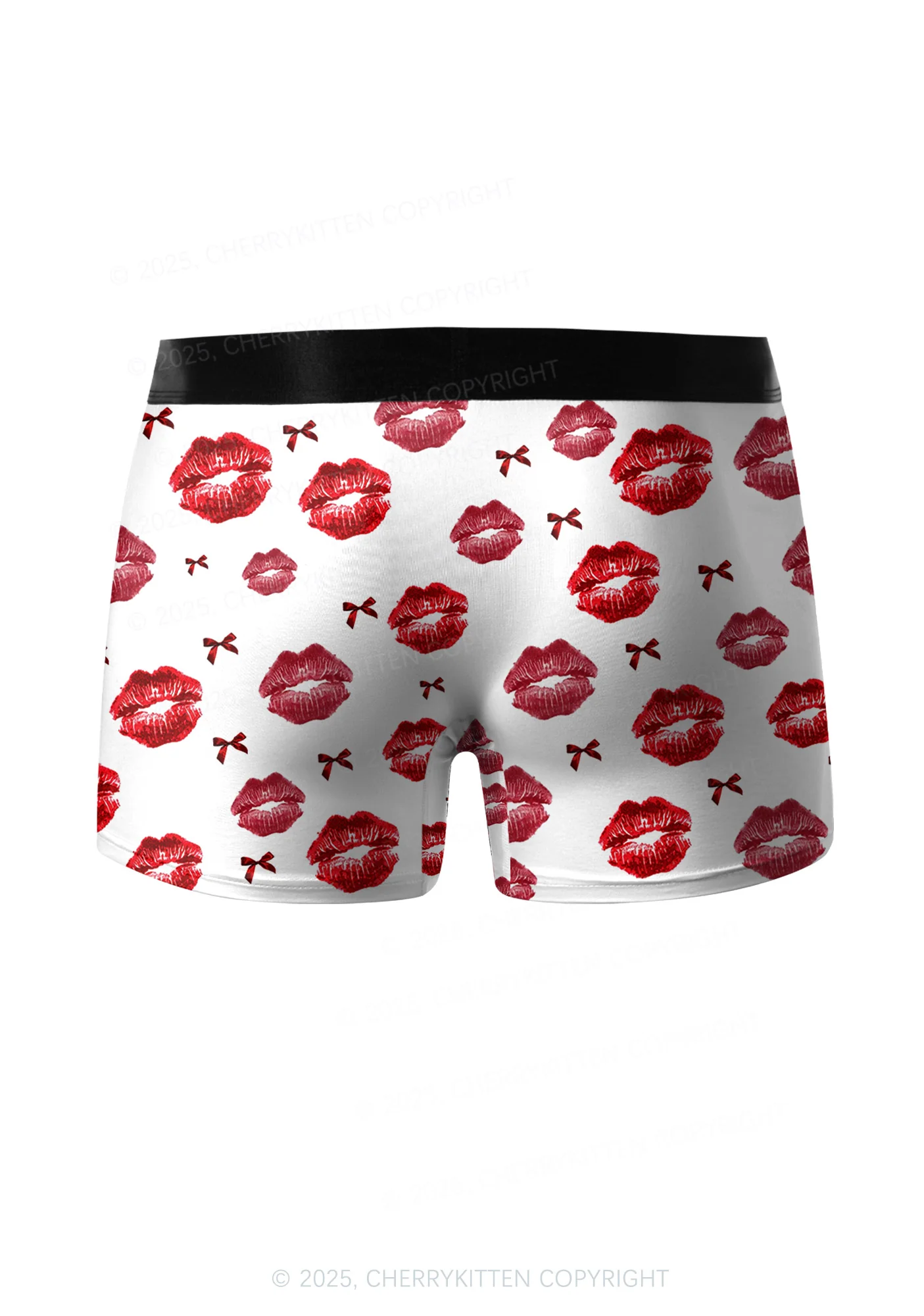 Red Lips Bows Valentine's Day Y2K Print Couples Boxer Briefs Set Cherrykitten - Image 4