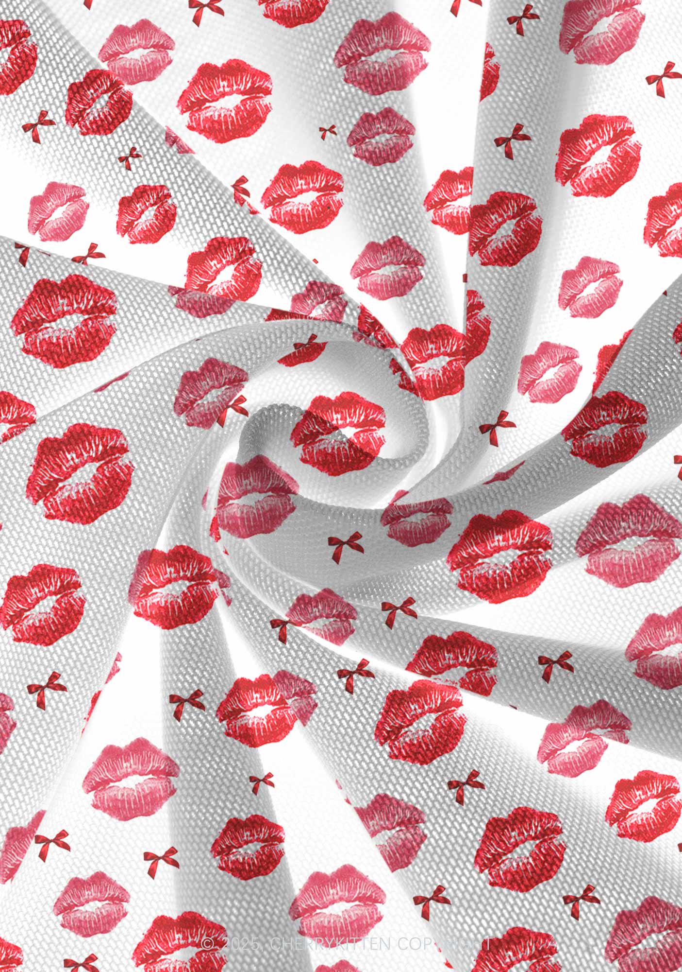 Red Lips Bows Valentine's Day Y2K Print Mini Layered Skirt Cherrykitten - Image 4