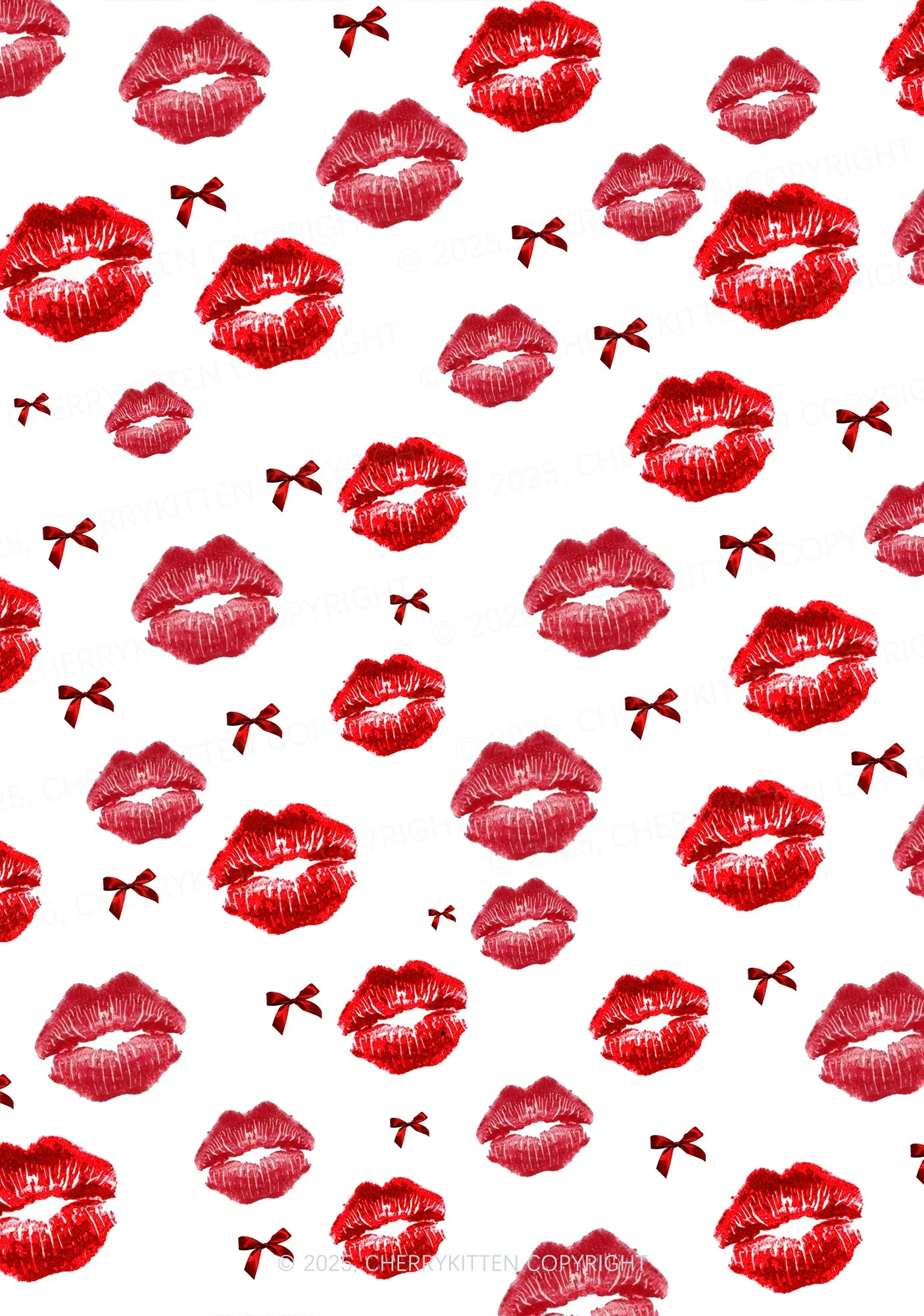 Red Lips Bows Valentine's Day Y2K Print Mini Layered Skirt Cherrykitten - Image 2