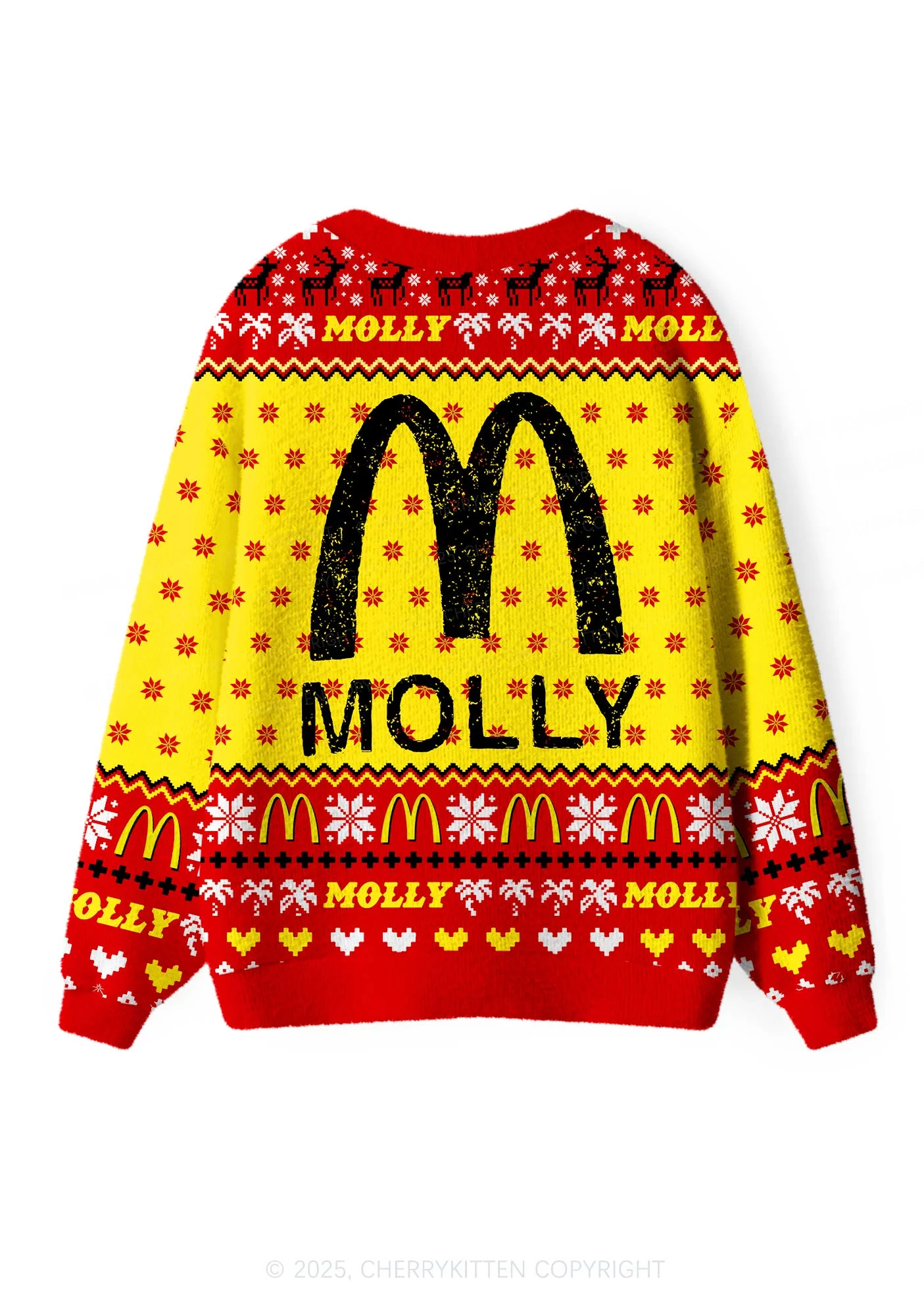 Red Molly Y2K Christmas Cardigan Knit Sweatshirt Cherrykitten - Image 3