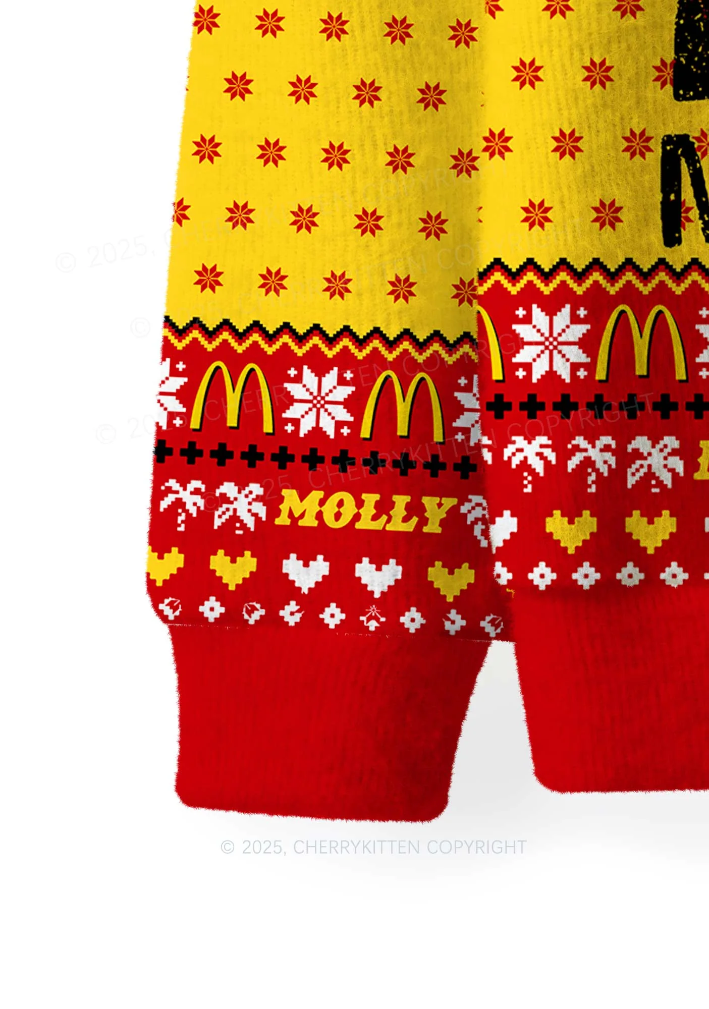 Red Molly Y2K Christmas Knit Sweatshirt Cherrykitten - Image 4