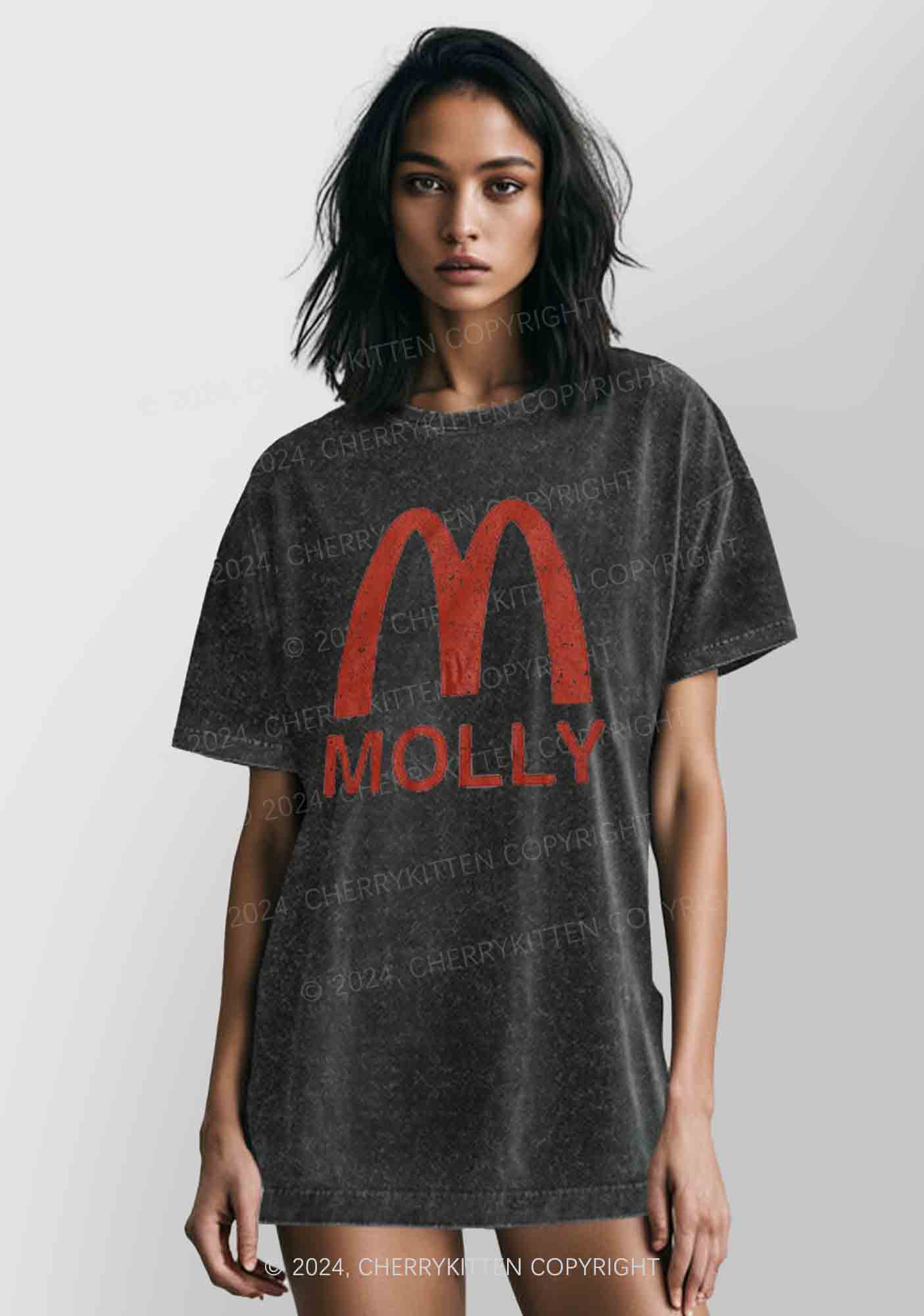 Red Molly Y2K Washed Tee Cherrykitten - Image 2