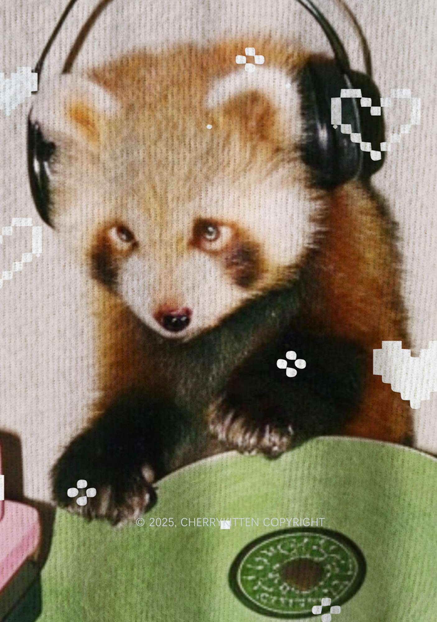 Red Panda DJ Y2K Christmas Knit Sweatshirt Cherrykitten - Image 5