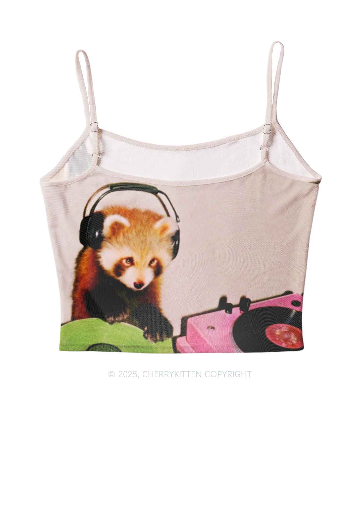 Red Panda DJ Y2K Mesh Cami Tank Cherrykitten - Image 2