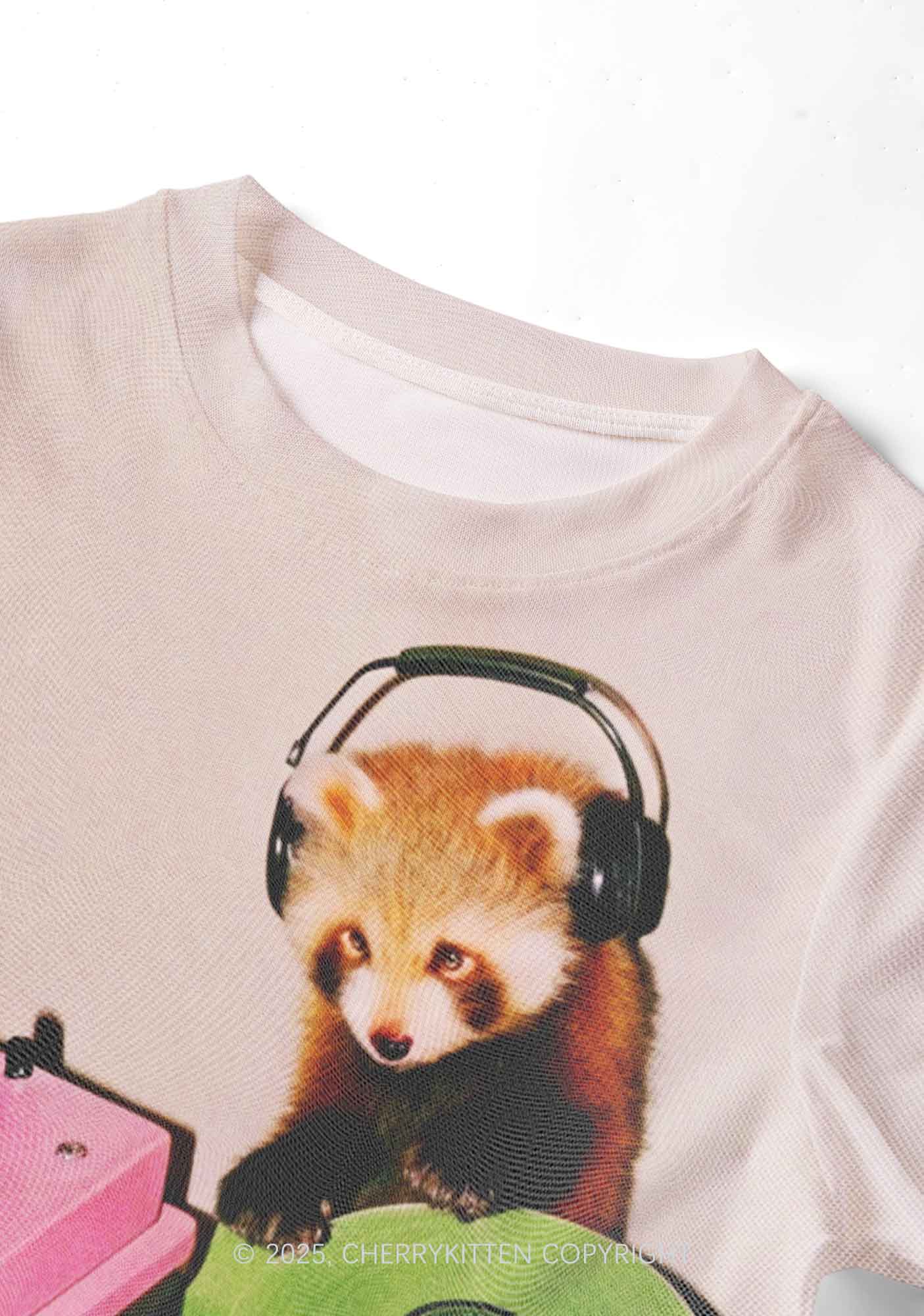 Red Panda DJ Y2K Mesh Crop Top Cherrykitten - Image 4
