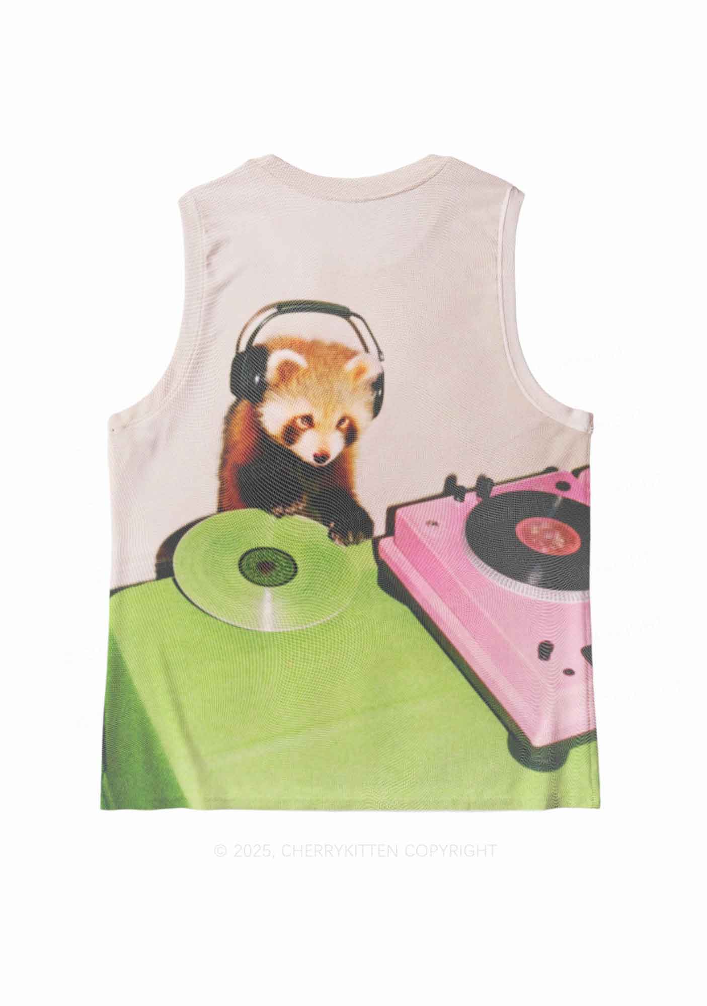 Red Panda DJ Y2K Mesh Muscle Tank Cherrykitten - Image 2
