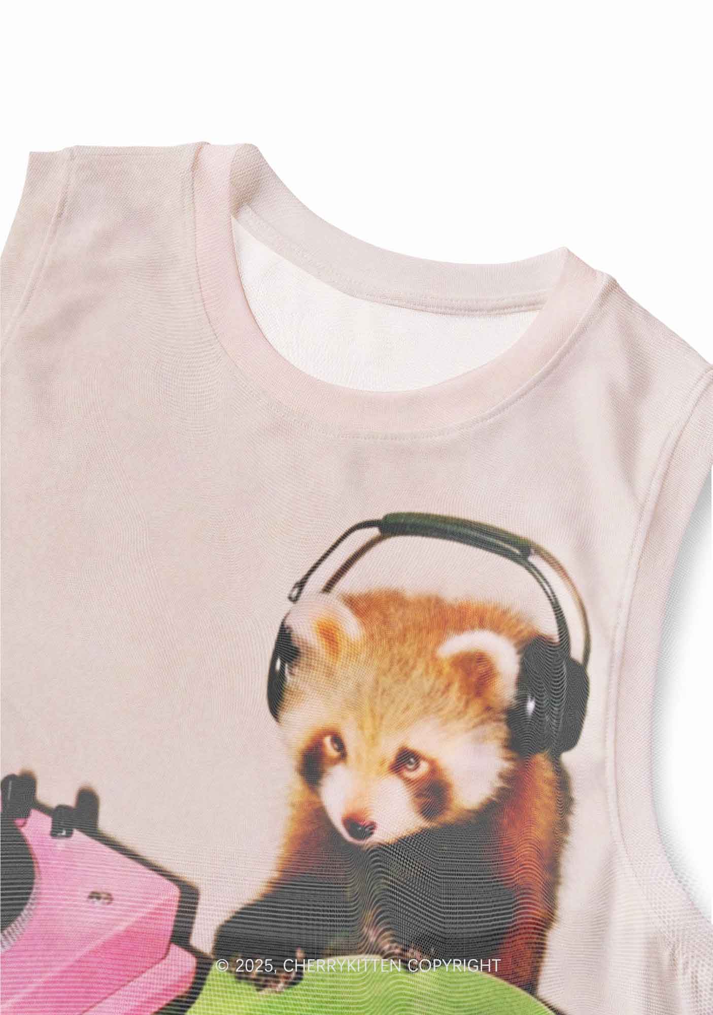Red Panda DJ Y2K Mesh Muscle Tank Cherrykitten - Image 4
