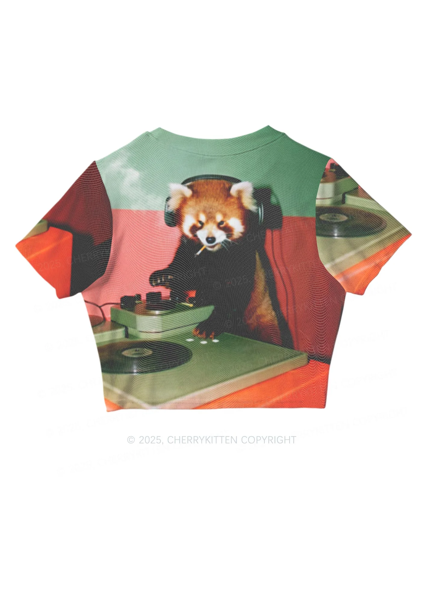 Red Panda Smoke Y2K Mesh Crop Top Cherrykitten - Image 3