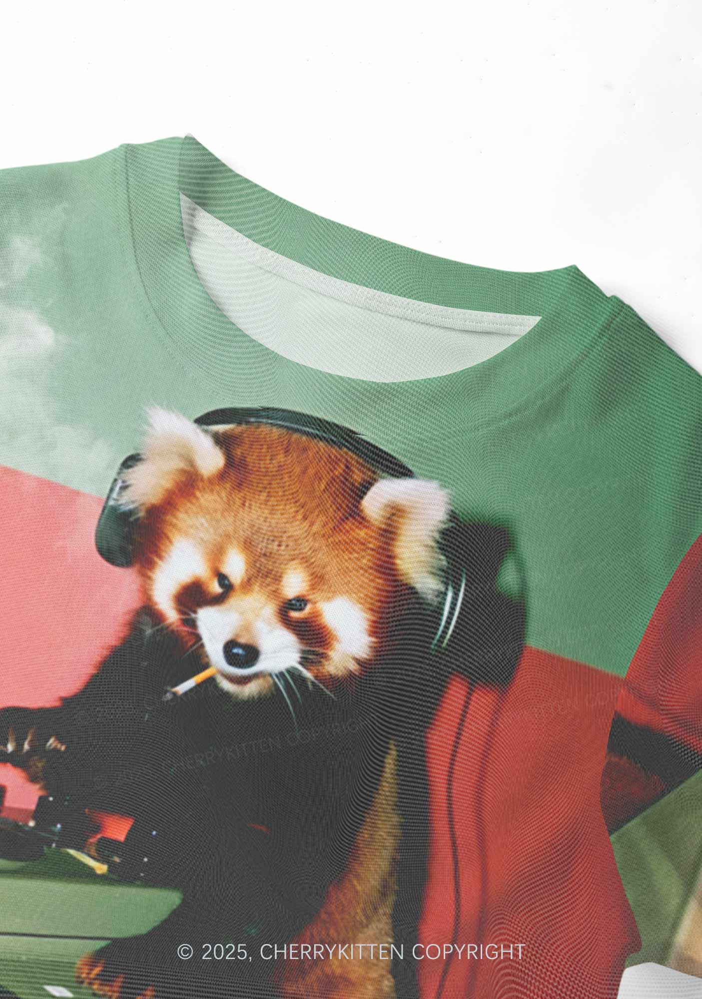 Red Panda Smoke Y2K Mesh Crop Top Cherrykitten - Image 4
