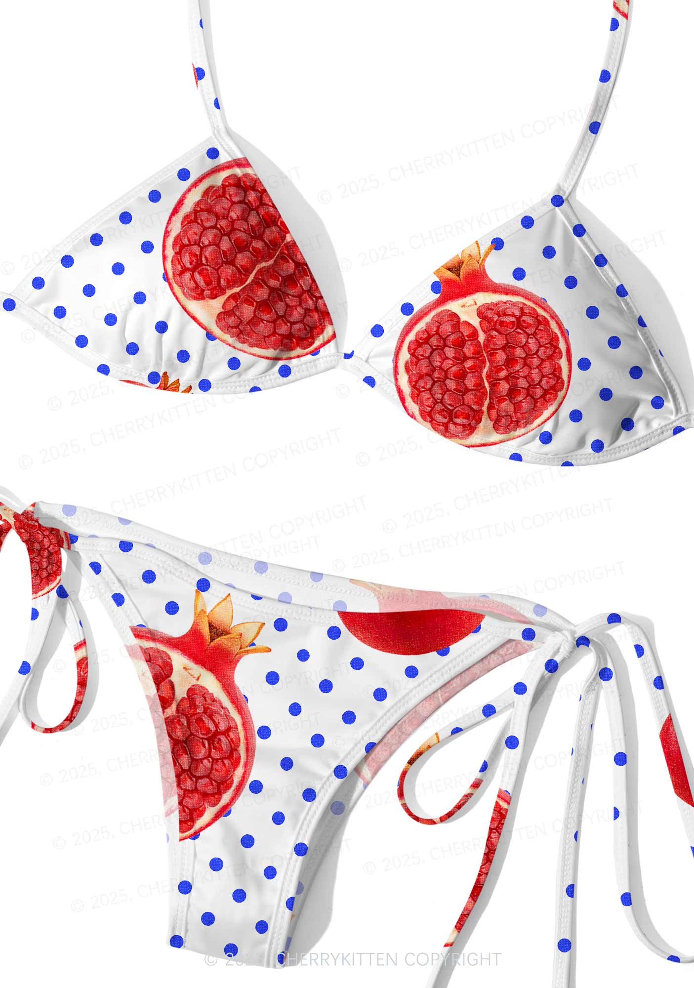 Red Pomegranate Y2K Print Bikini Set Cherrykitten - Image 2