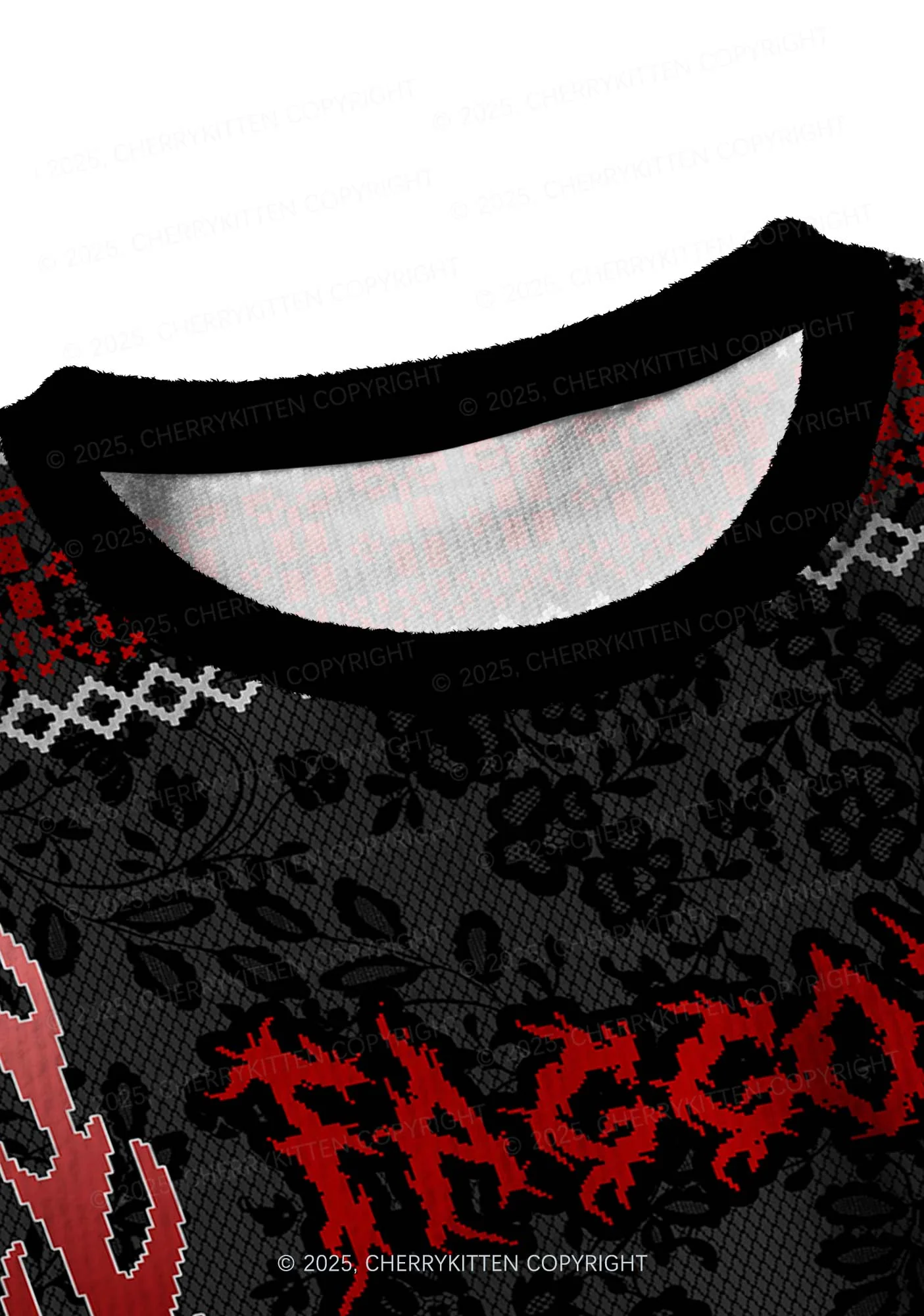 Red Punk Faggot Pride Y2K Christmas Crop Knit Sweatshirt Cherrykitten - Image 4