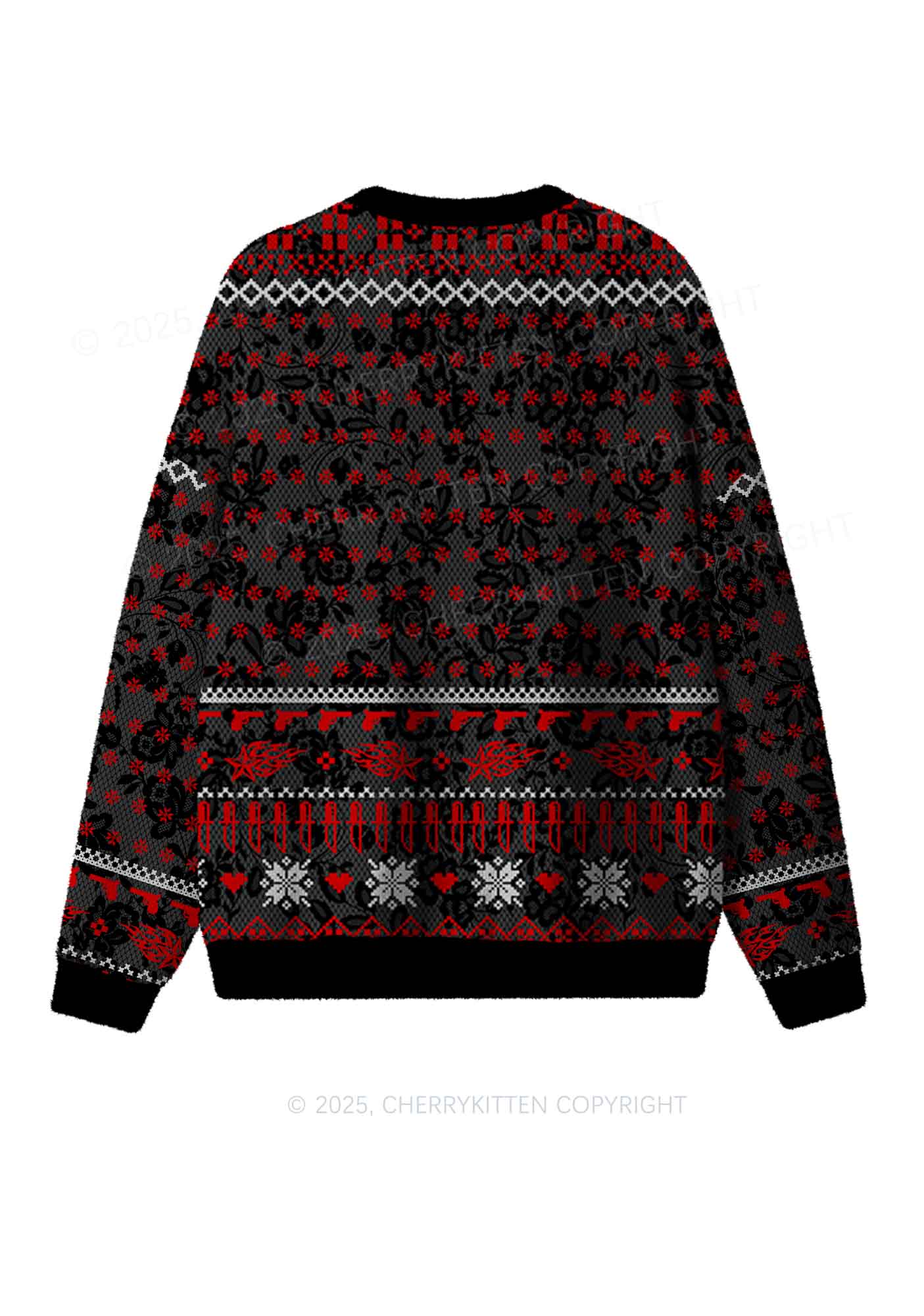 Red Punk Faggot Pride Y2K Christmas Knit Sweatshirt Cherrykitten - Image 2