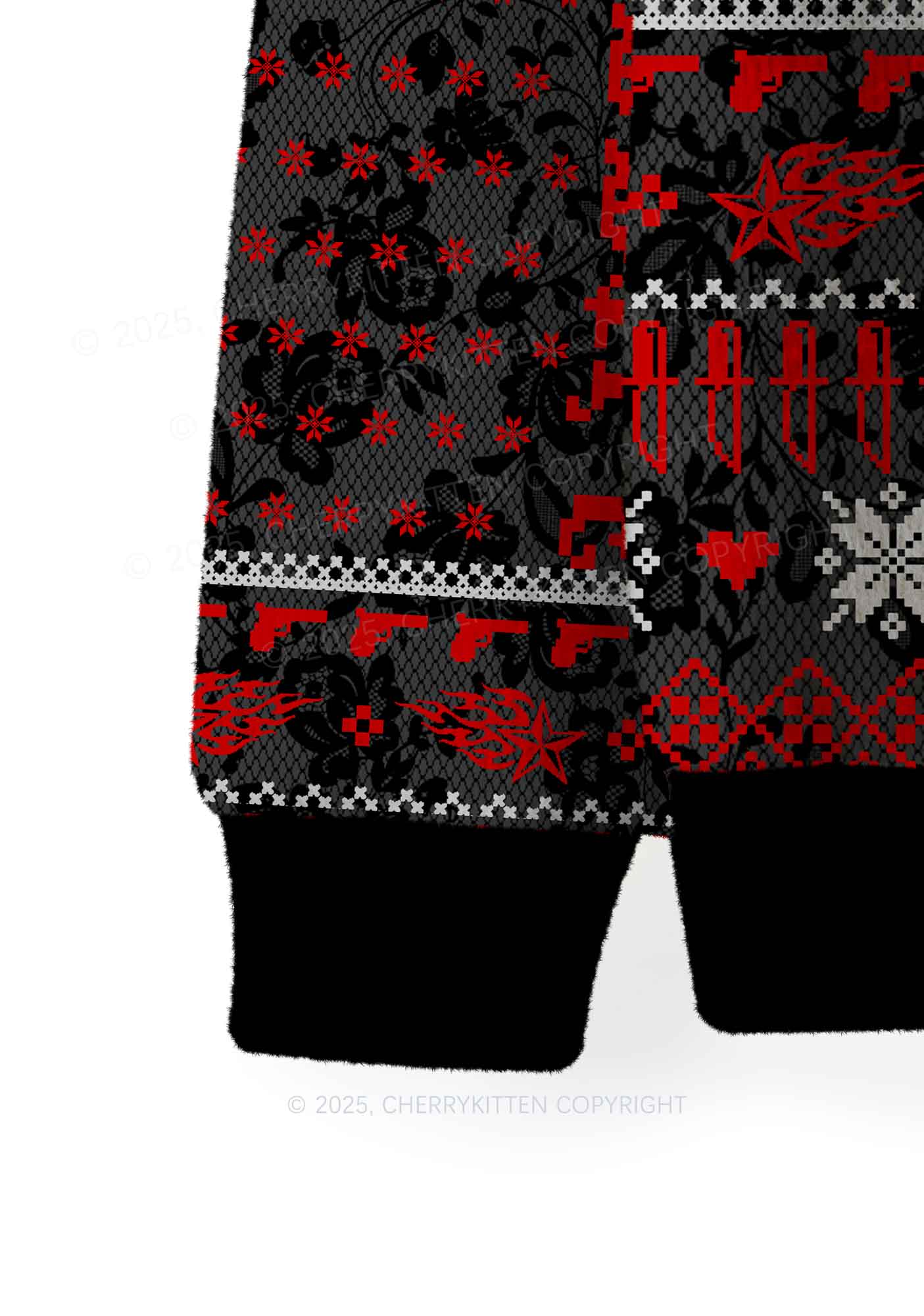 Red Punk Faggot Pride Y2K Christmas Knit Sweatshirt Cherrykitten - Image 4