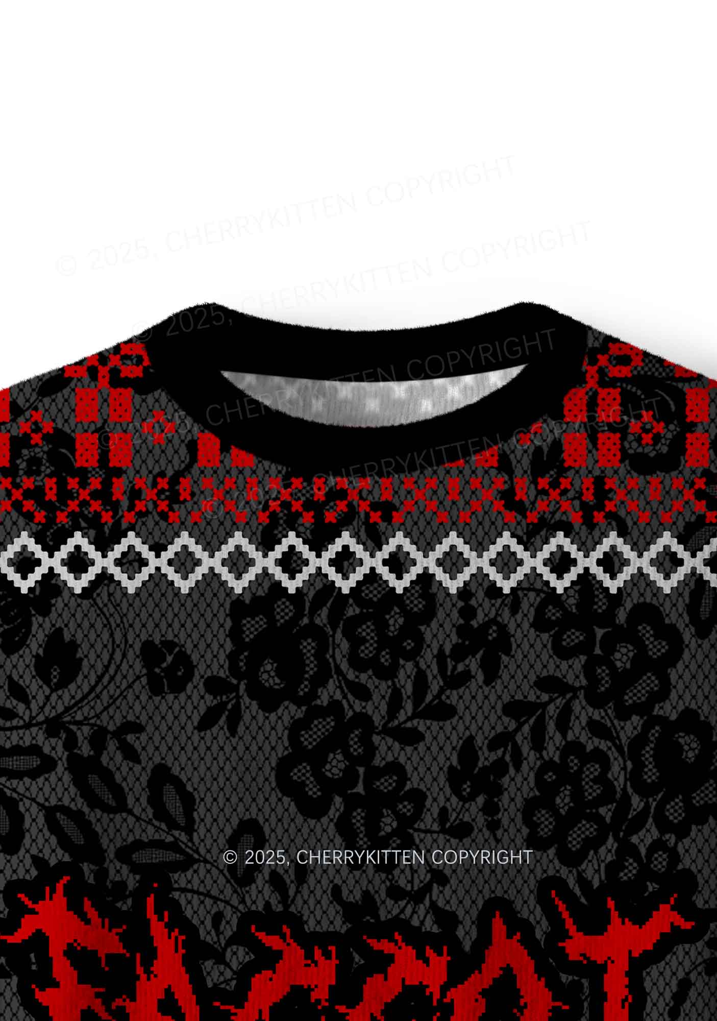 Red Punk Faggot Pride Y2K Christmas Knit Sweatshirt Cherrykitten - Image 5