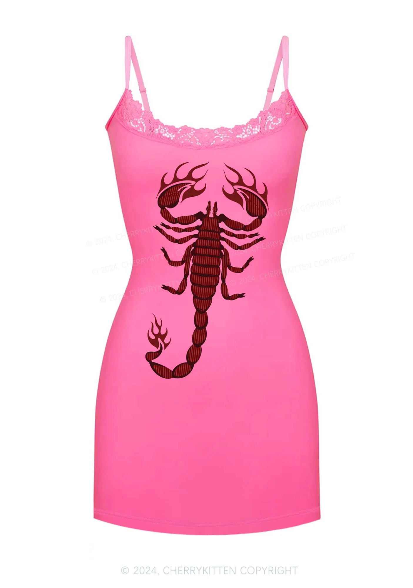 Red Scorpion Y2K Lace Slip Dress Cherrykitten - Image 3