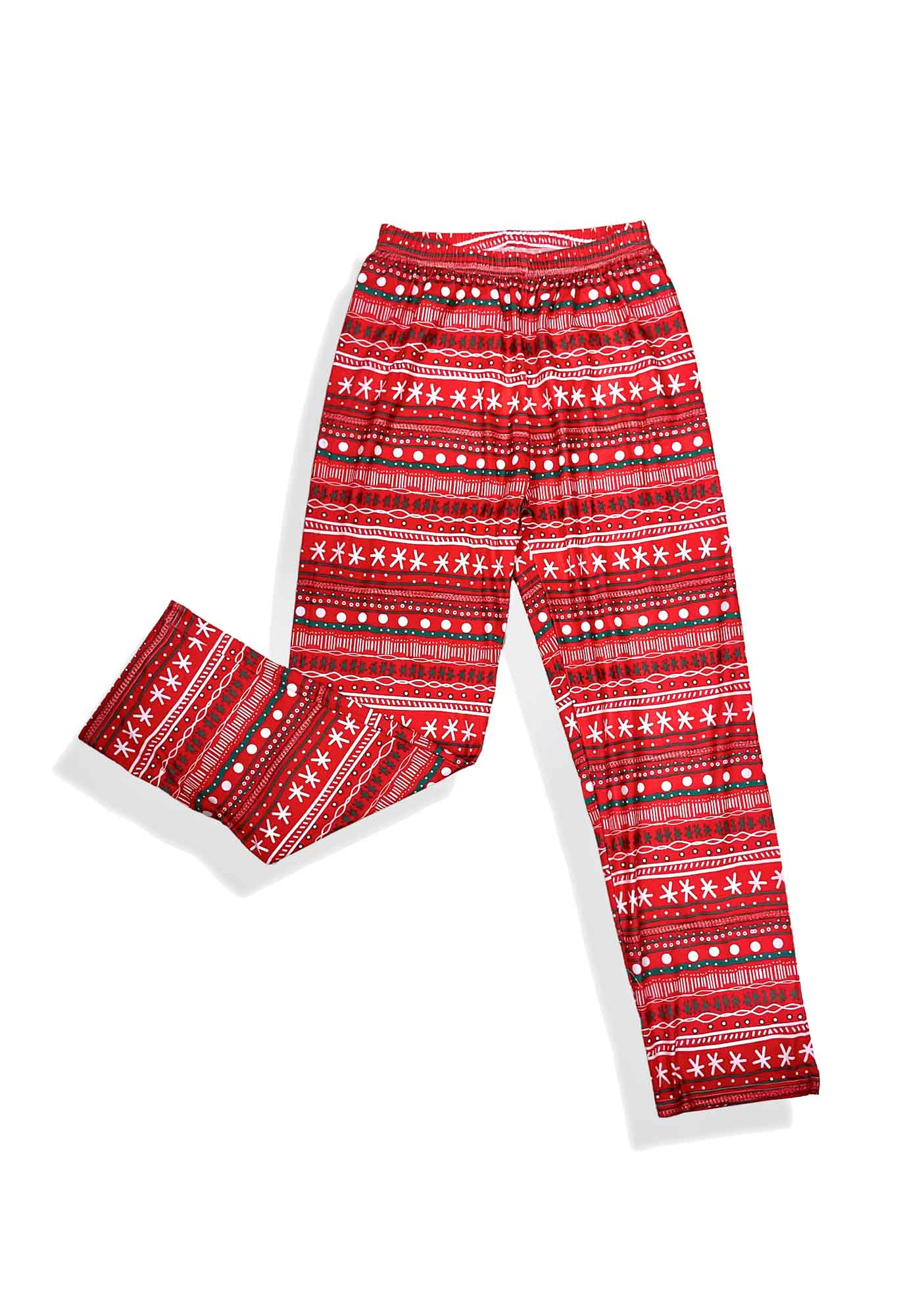 Red Snowflakes Loungewear Plaid Pajama Pants - Image 3