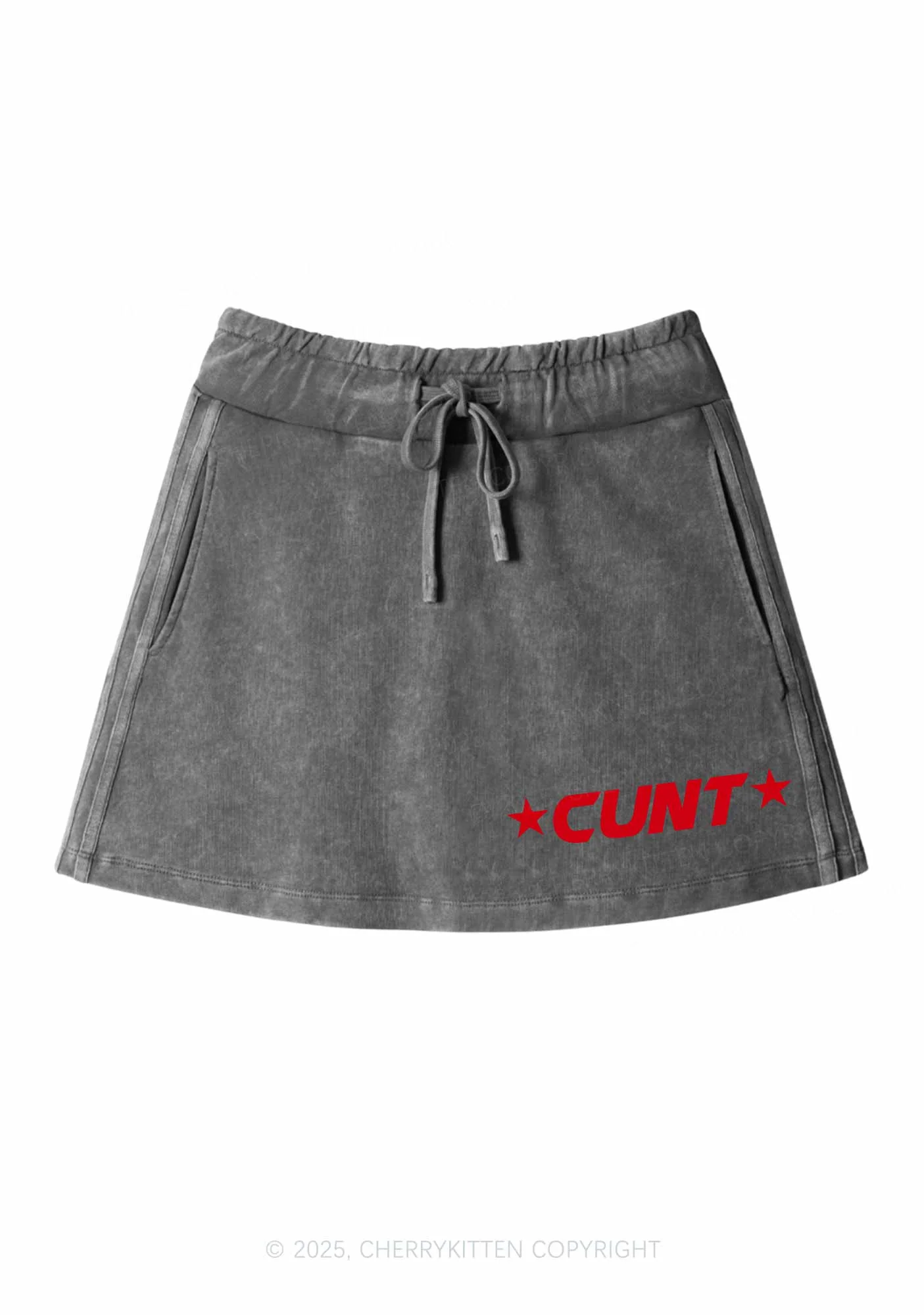 Red Star Count Y2K Washed Mini Skirts Cherrykitten - Image 2