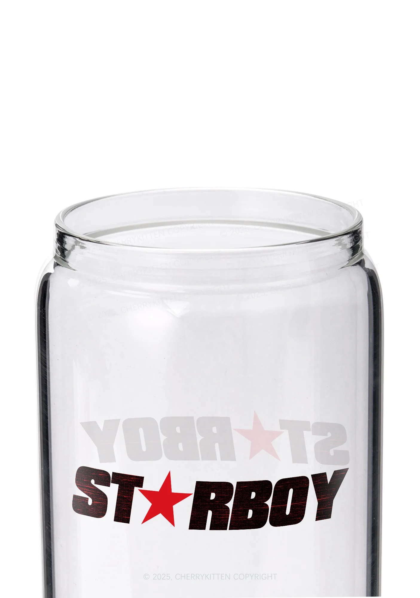 Red Starboy Y2K Printed Glass Cup Cherrykitten - Image 2